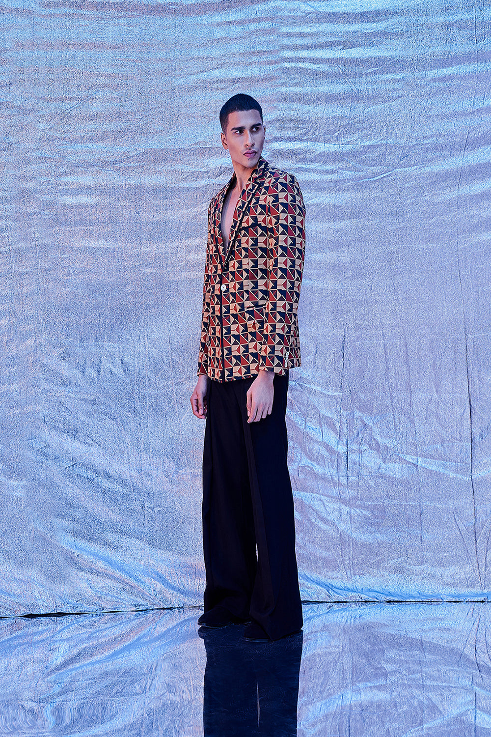 Geo Print Blazer - Auraya Fashion -  - #tag1# - #tag2# - #tag3# - #tag3#