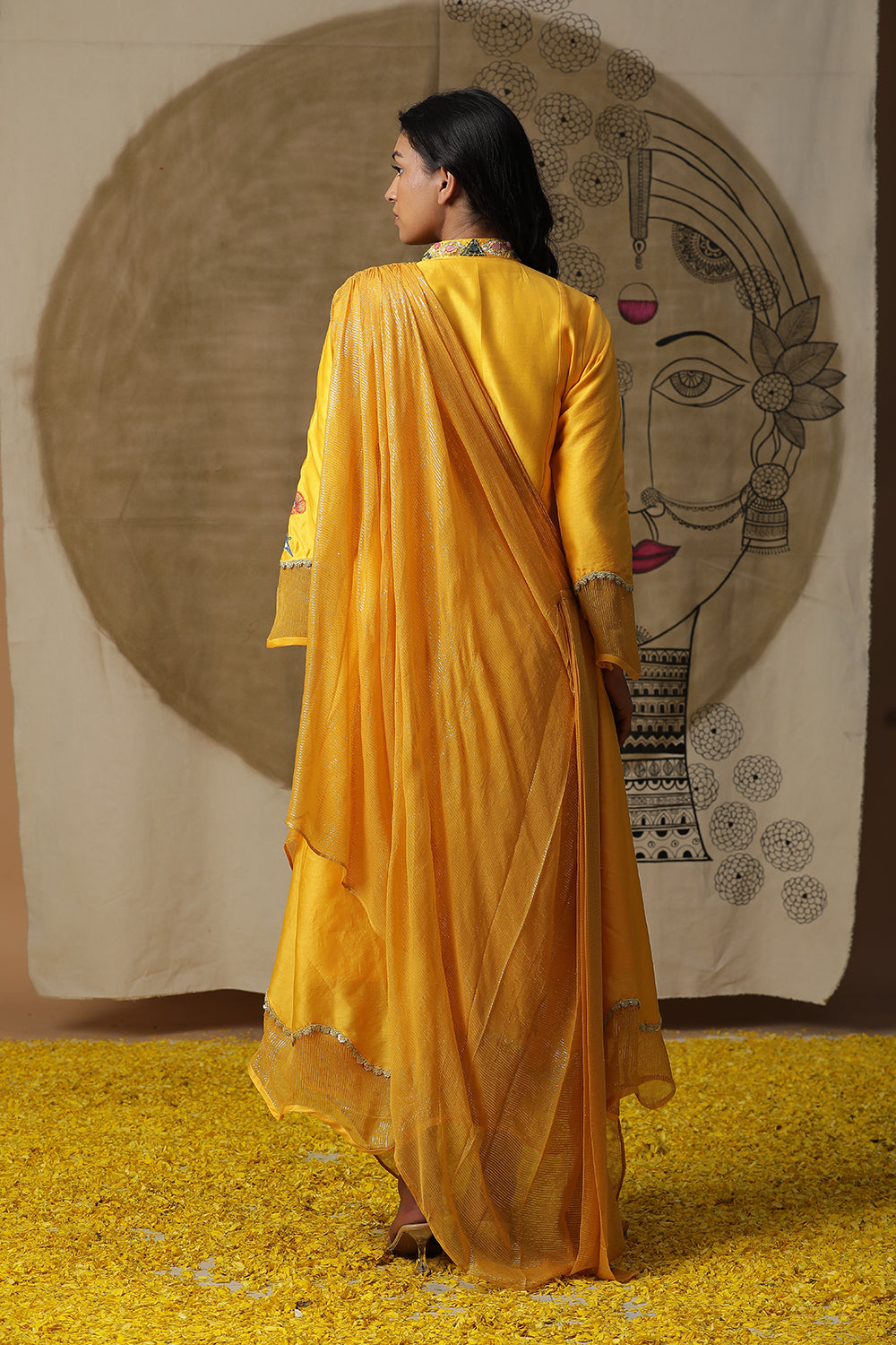 Yellow Cowl Drape Set