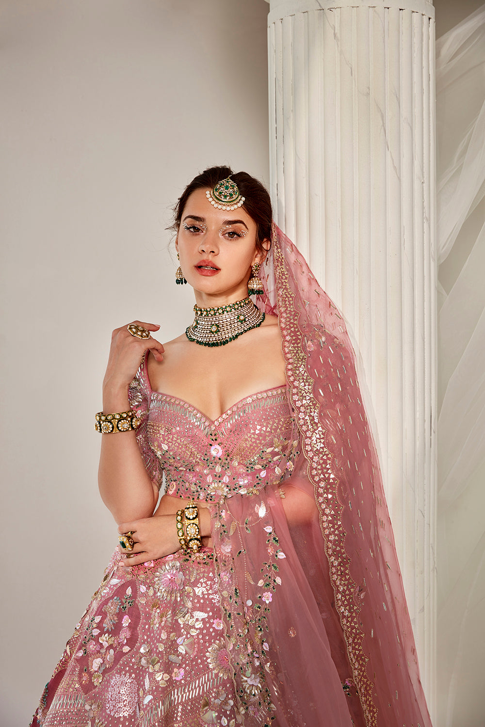 Salmon Pink Bridal Set - Auraya Fashion -  - #tag1# - #tag2# - #tag3# - #tag3#