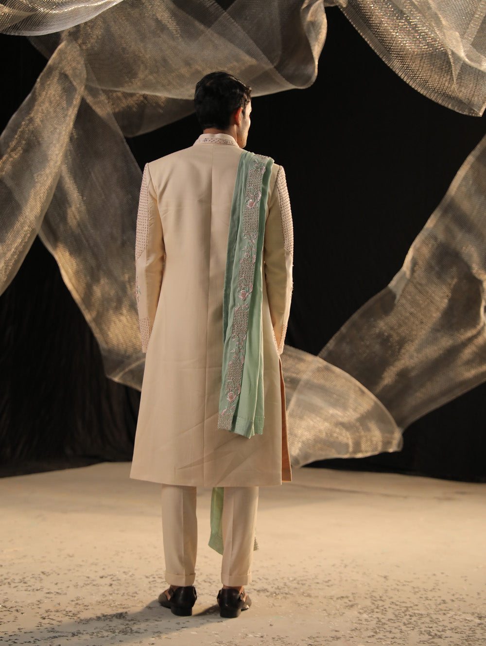 Zardozi Work Sherwani With Hand Embroidered Work