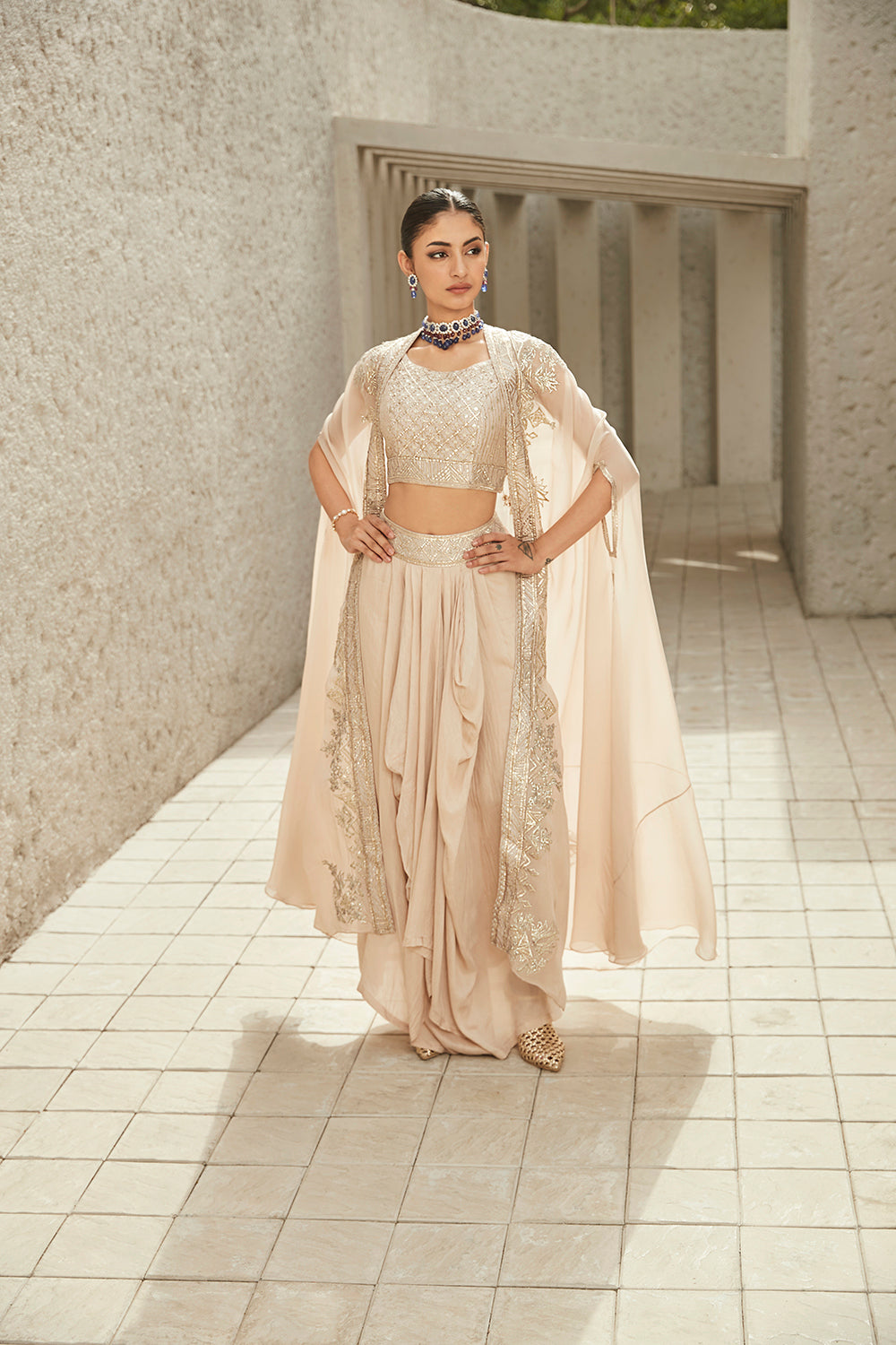 The Neo-Classic Cape Set - Auraya Fashion - Matsya - #tag1# - #tag2# - #tag3# - #tag3#