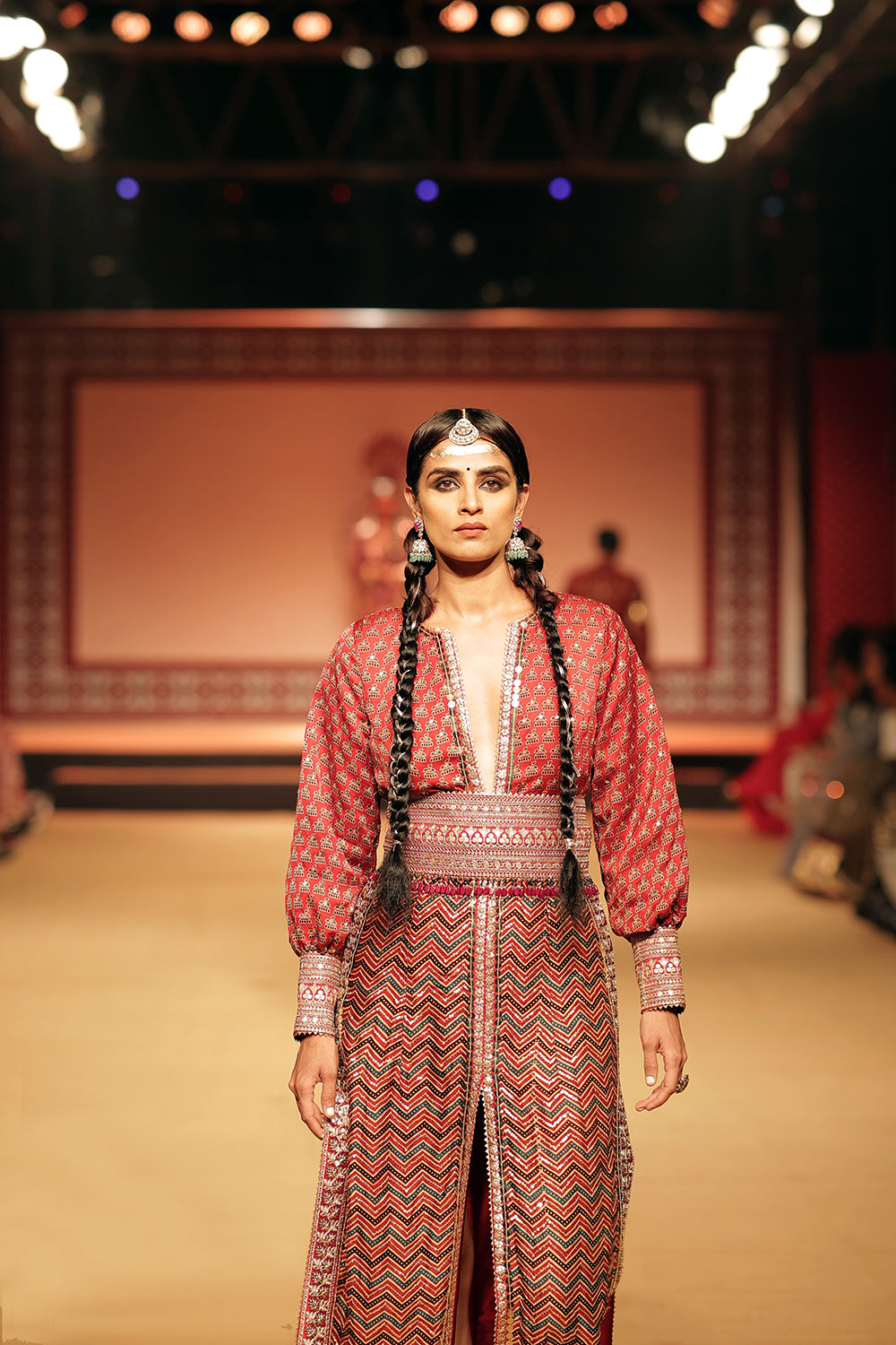 Ajrakh Gown With Obi Belt - Main Image