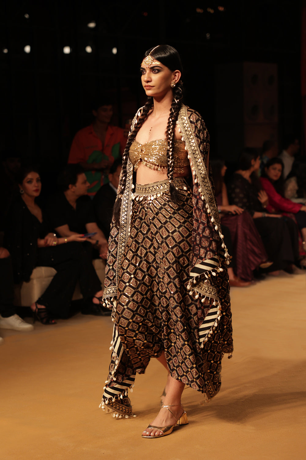 Ajrakh Sequin Embroidered Shell Cape Set. - Auraya Fashion - Nitya Bajaj - #tag1# - #tag2# - #tag3# - #tag3#