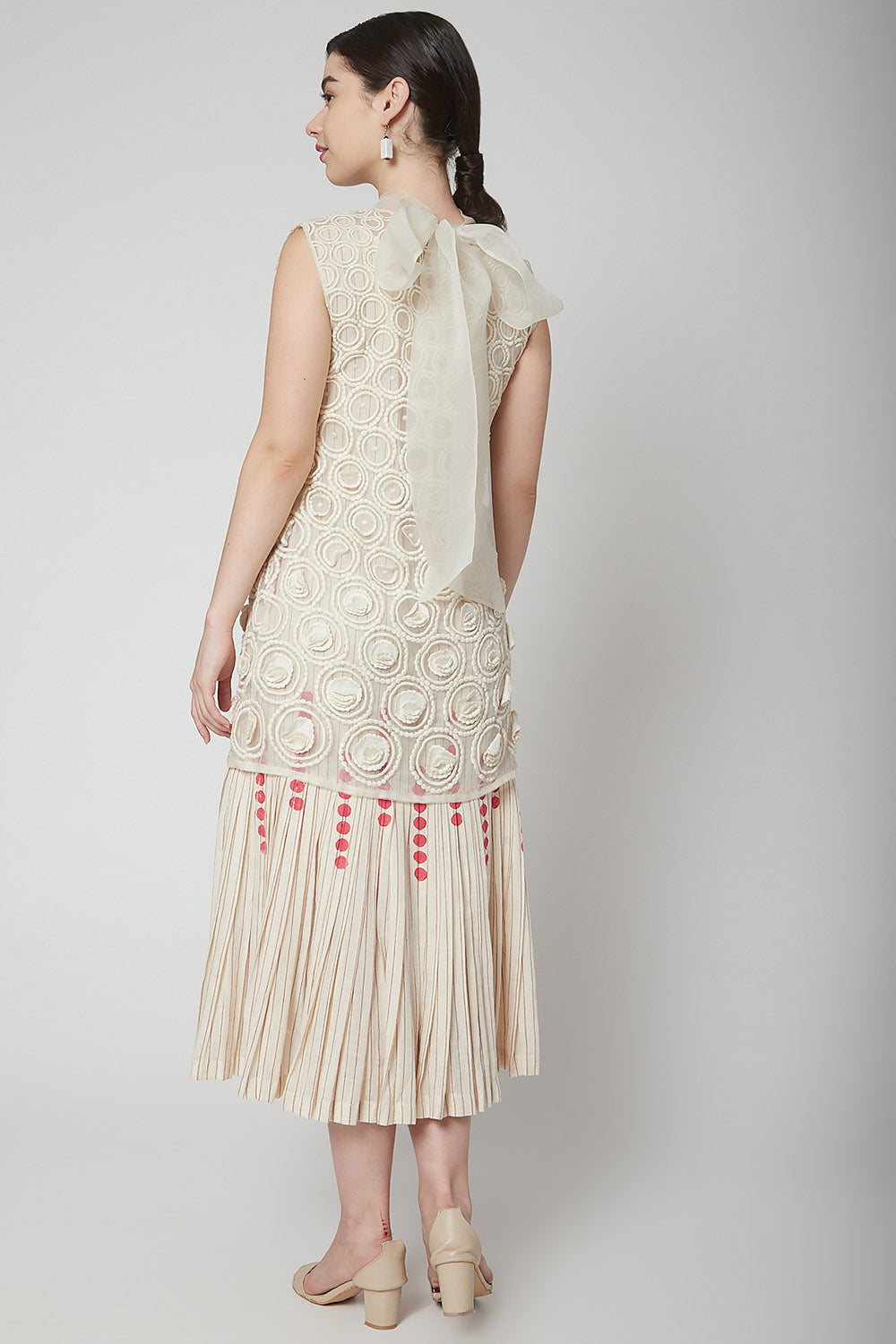 Embroidered White Organza Dress - Auraya Fashion -  - #tag1# - #tag2# - #tag3# - #tag3#