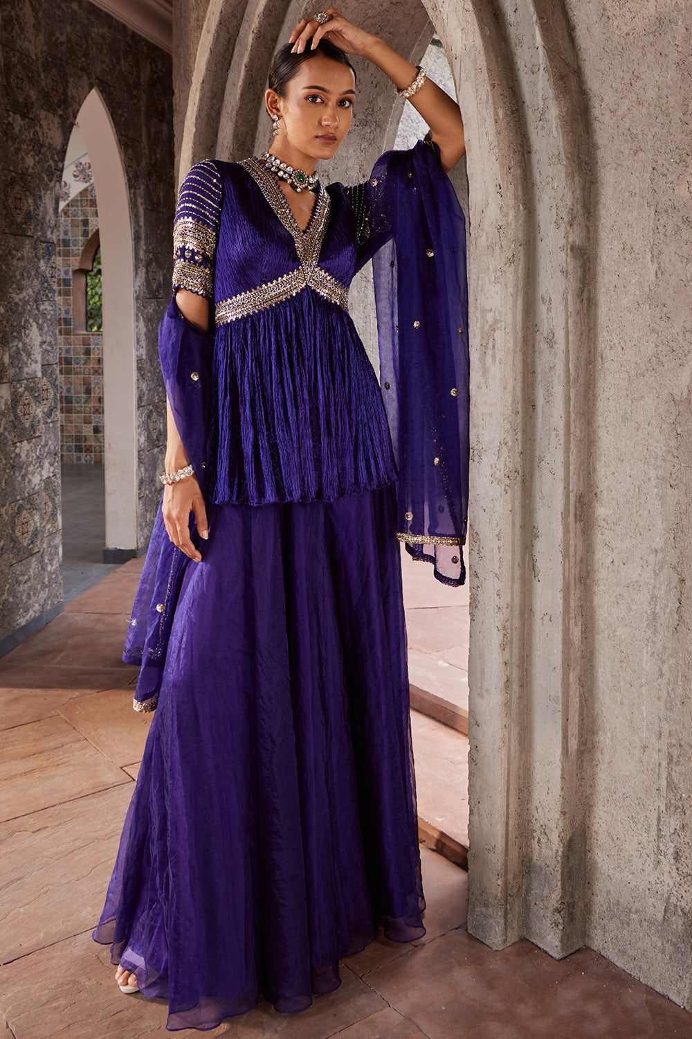 Organza Purple Sharara Set - Auraya Fashion - Nidhika Shekhar - #tag1# - #tag2# - #tag3# - #tag3#
