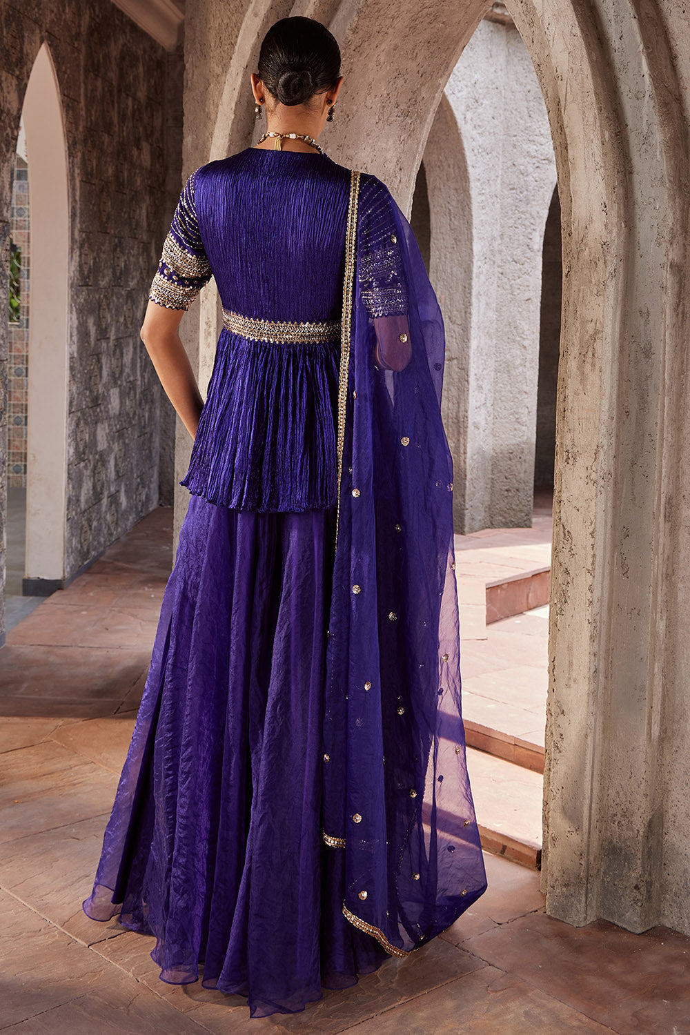Organza Purple Sharara Set - Auraya Fashion -  - #tag1# - #tag2# - #tag3# - #tag3#