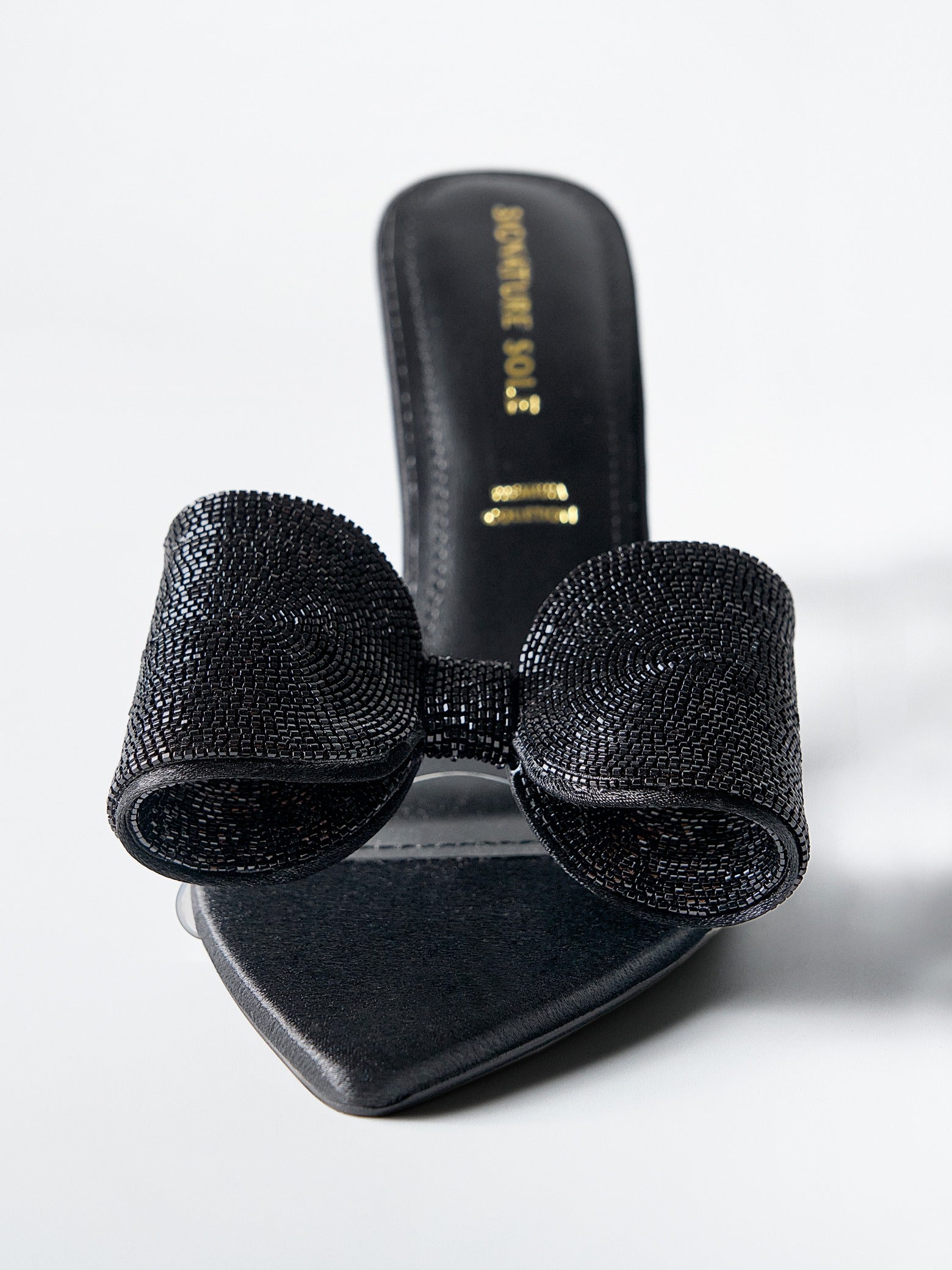 Black Suede Cross Strap Block Heel Mule