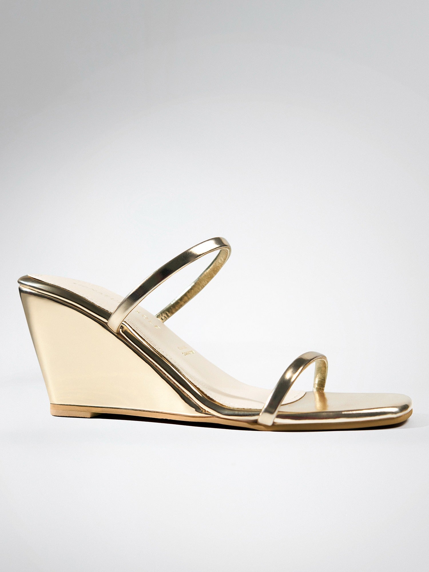 Gold Metallic Wedge Heel Mule