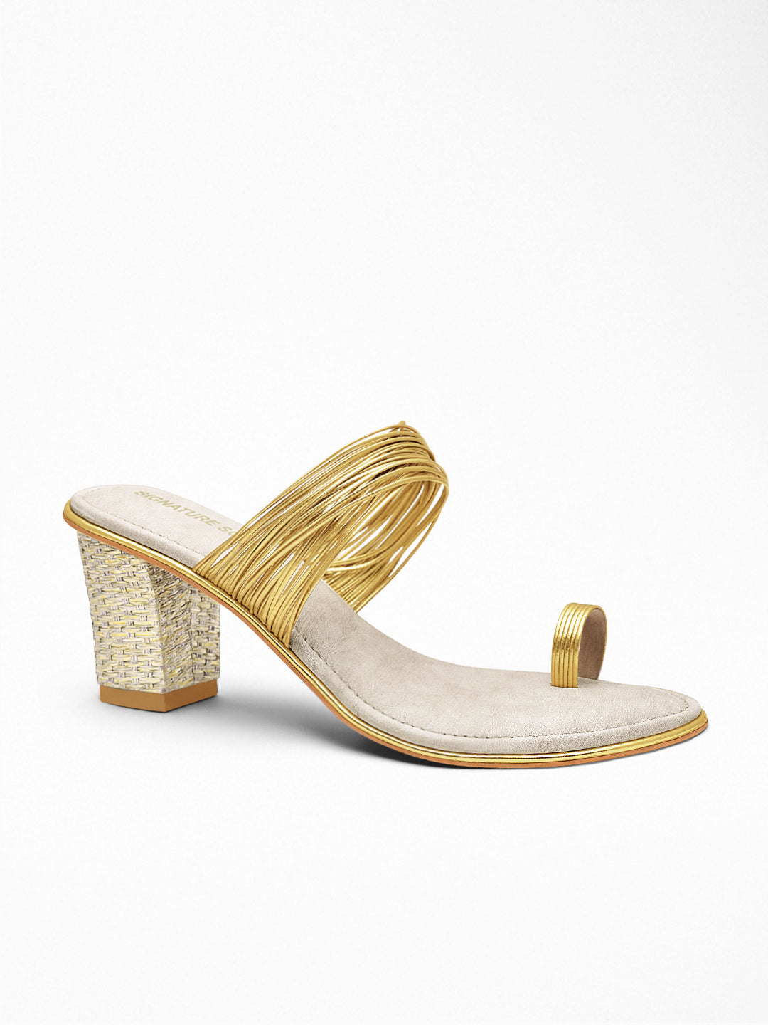 Off-White gold Block Heel Sandal