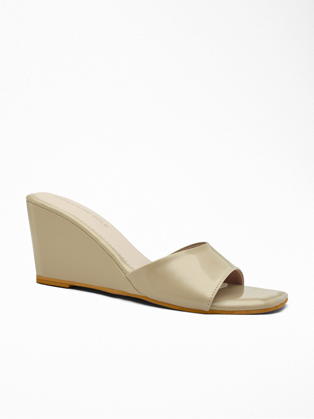 Nude Wedge Heel Mule