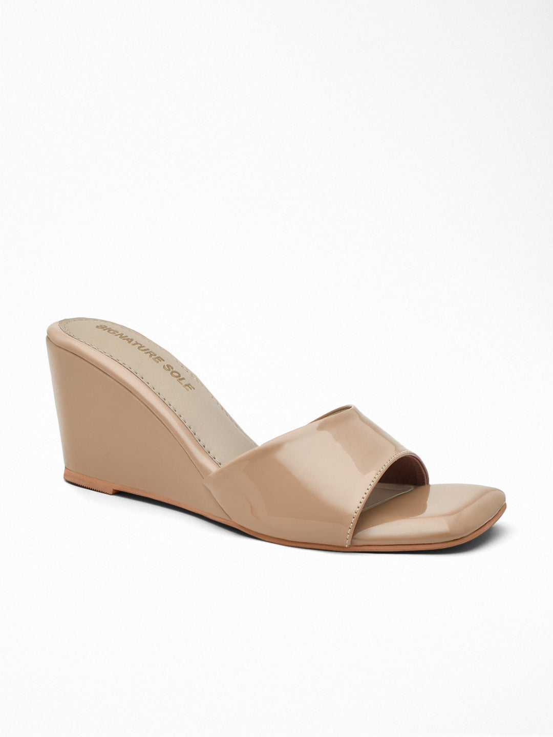 Nude Patent Wedge Mule