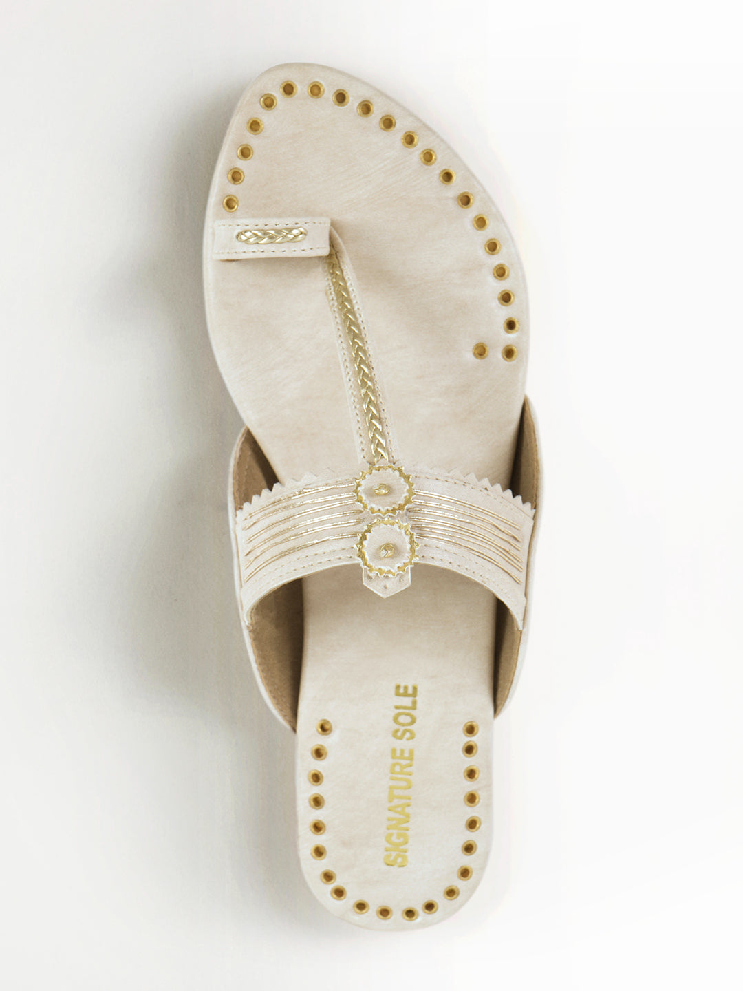 Off-White Gold Ethnic Flat Sandal