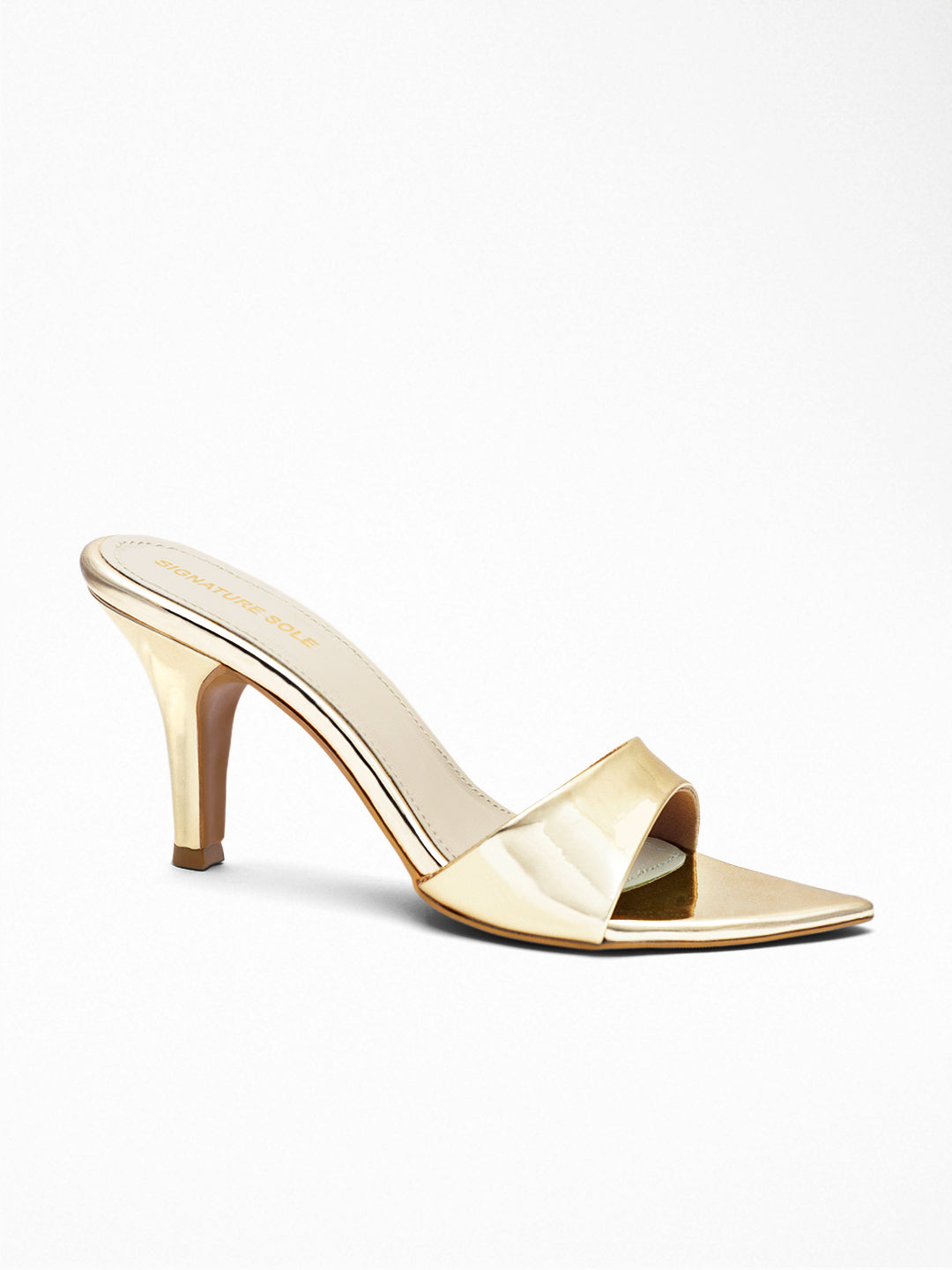 Gold Pleated heels Mule