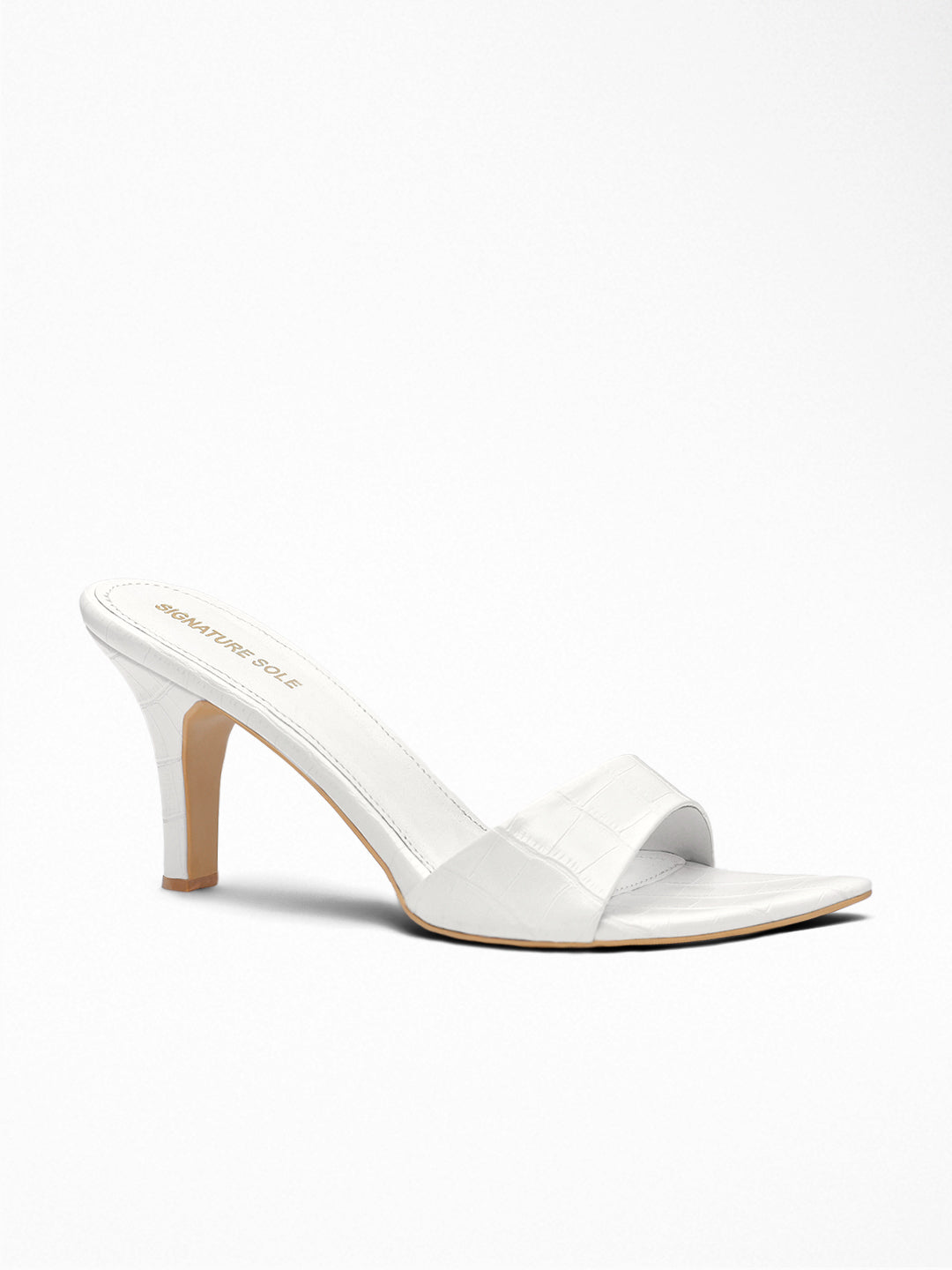 White Croc heels Mule