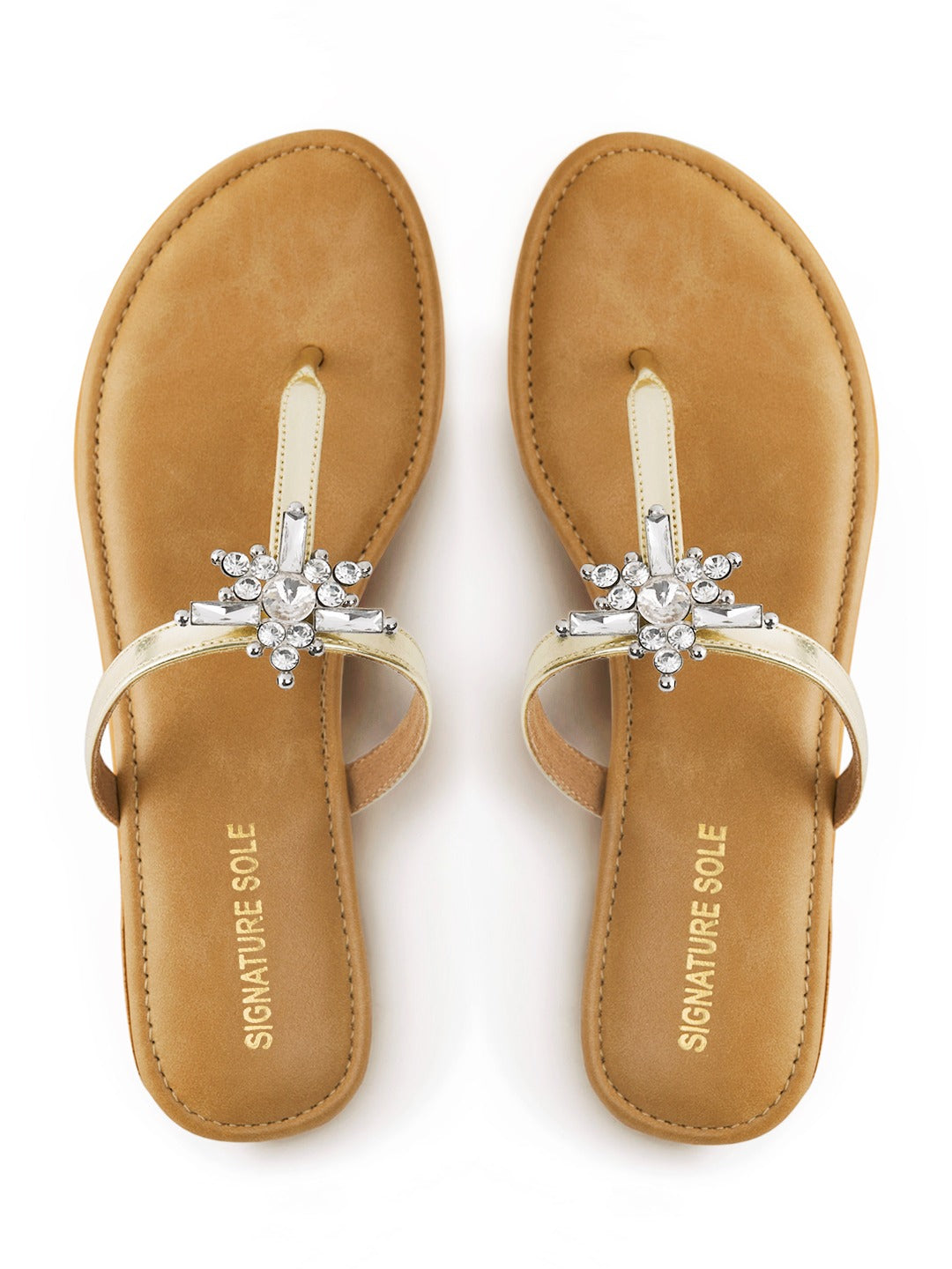 Gold Crystal Toe Post Sandal