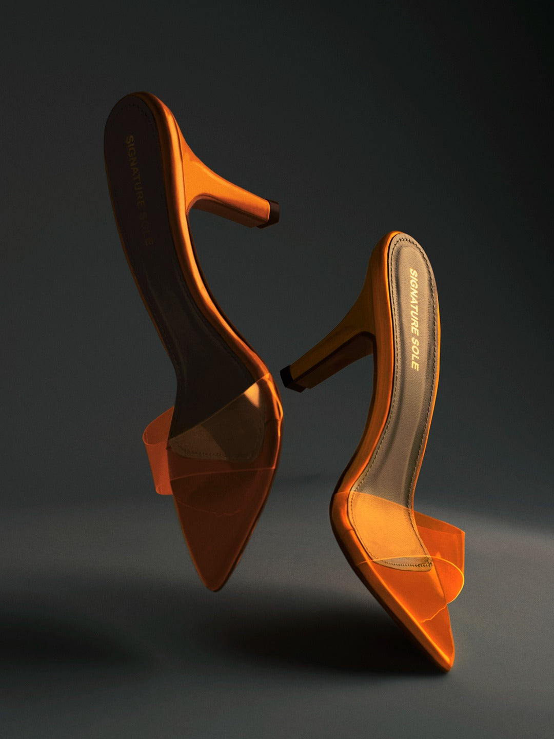 Orange transparent heels Mule