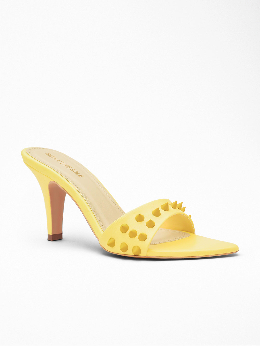 Yellow Spike Stud heels Mule