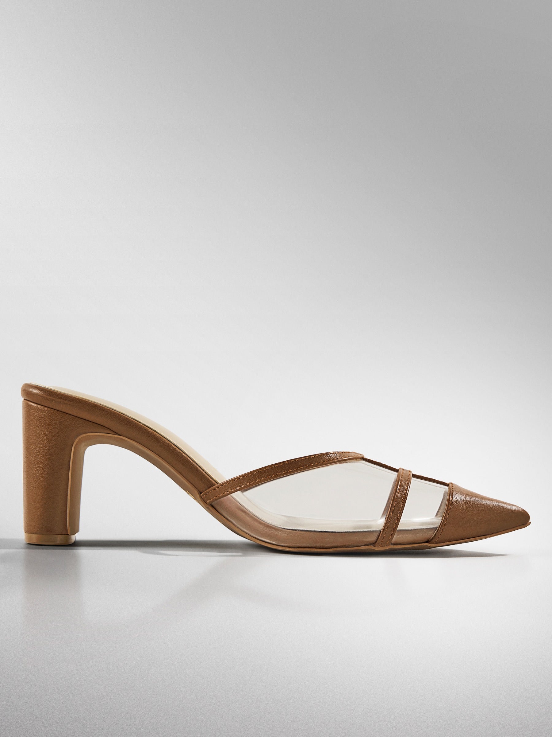 Tan Cage Slingback Kitten Heel