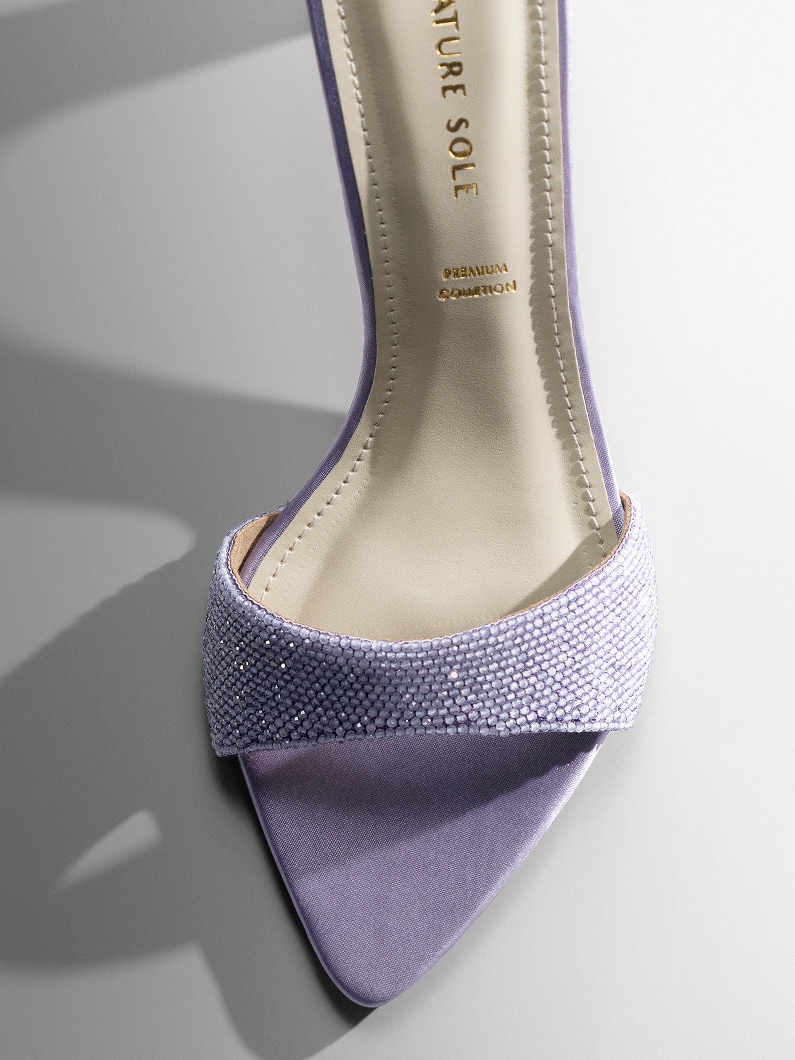 Lavender Crystal Embellished Kitten Heel