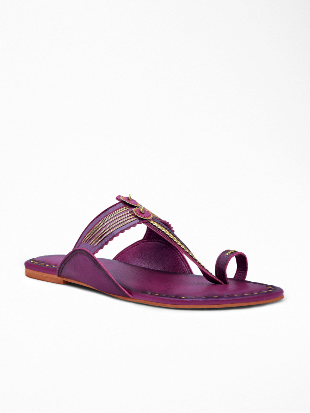 Purple Gold Ethnic Flat Sandal