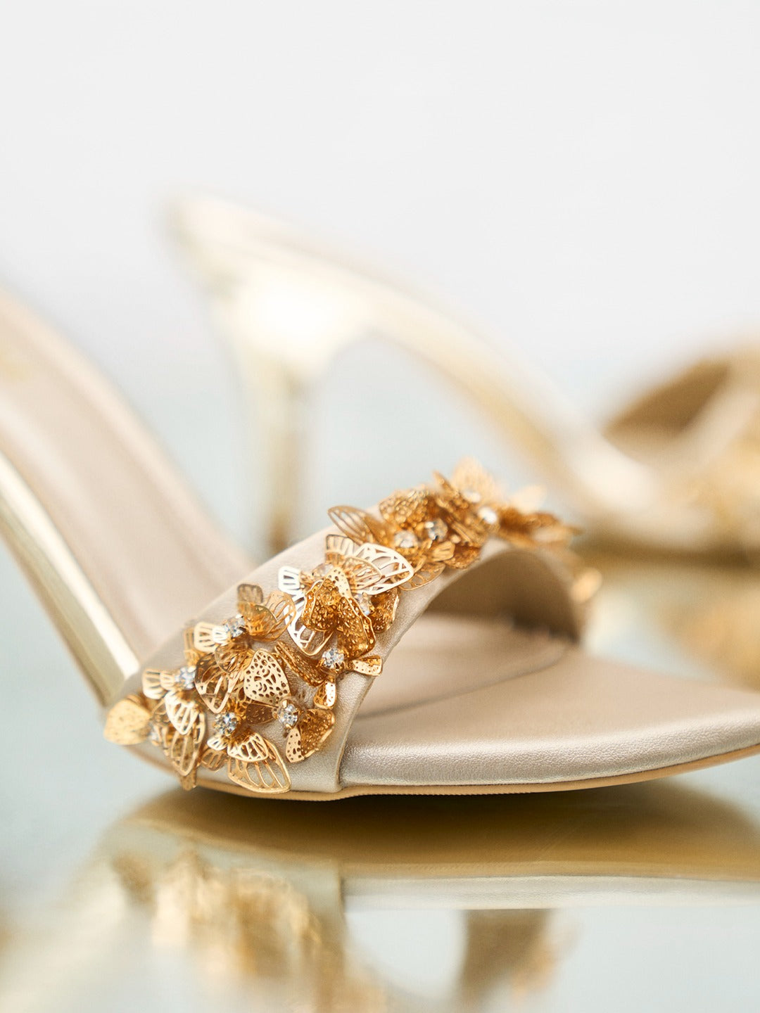 Gold Butterfly Heel Mule