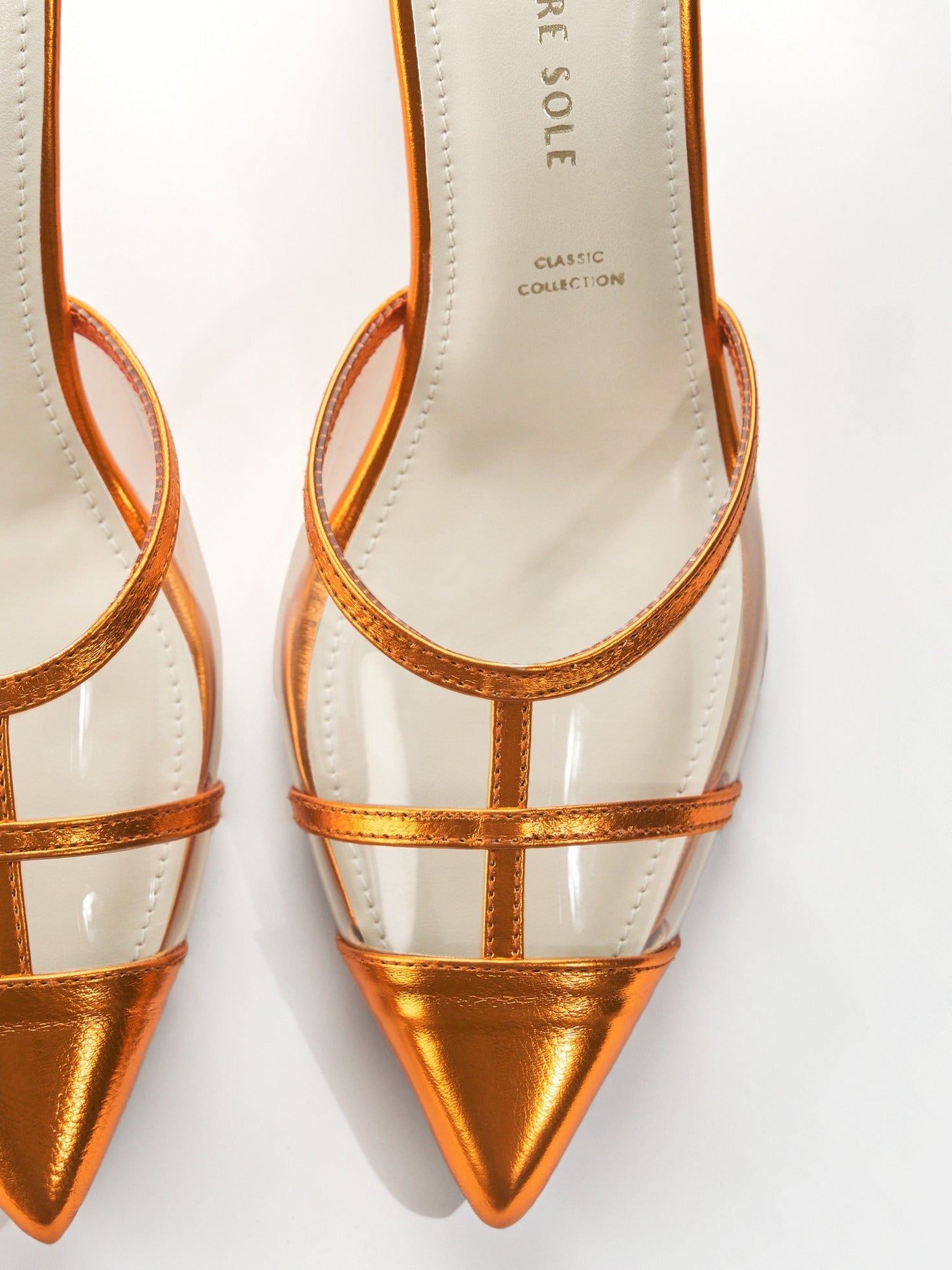 Orange Cage transparent Slingback Heel