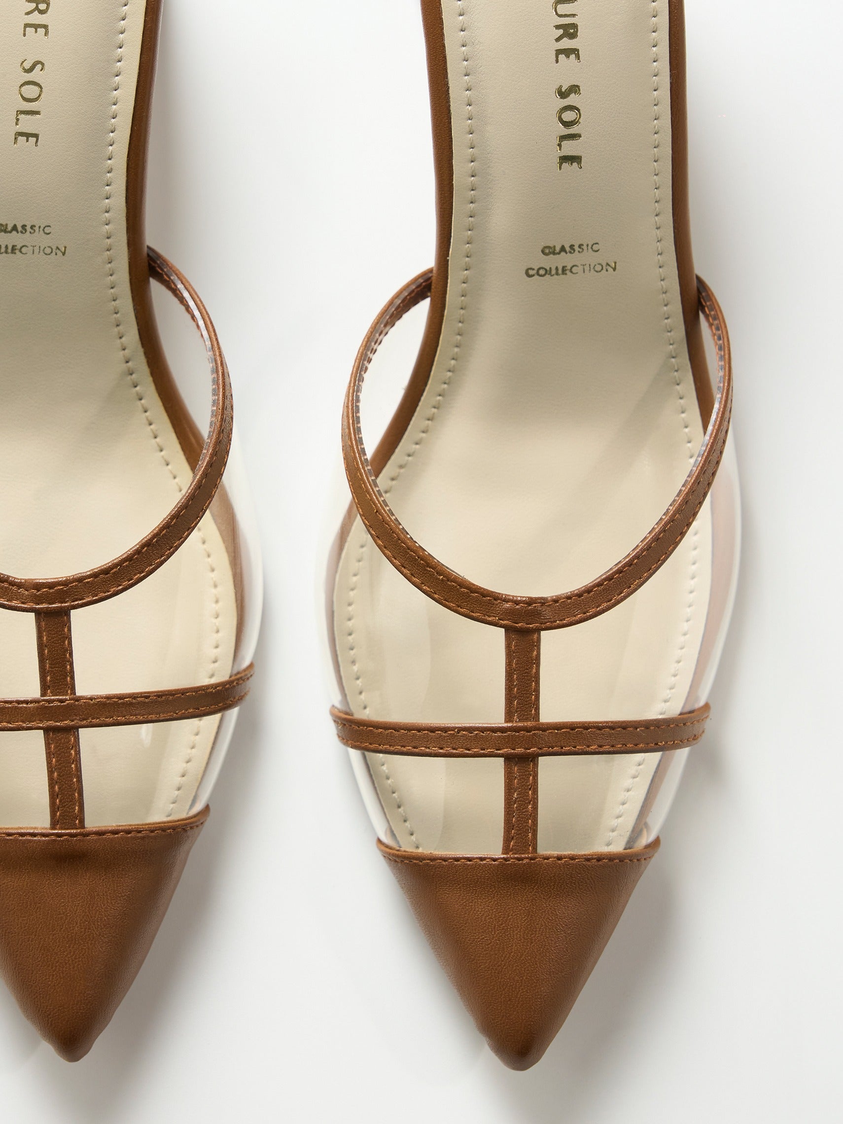 Tan Cage Slingback Kitten Heel