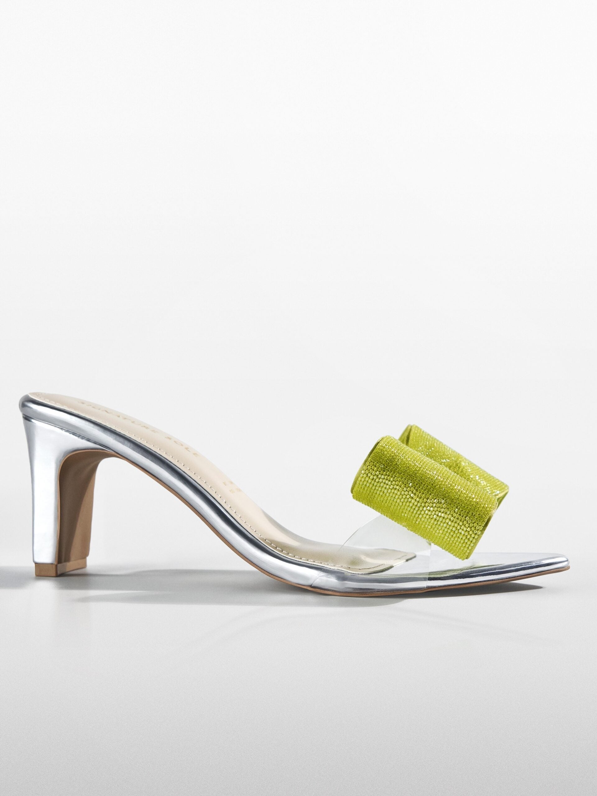 Green Crystal Bow transparent Kitten Heel
