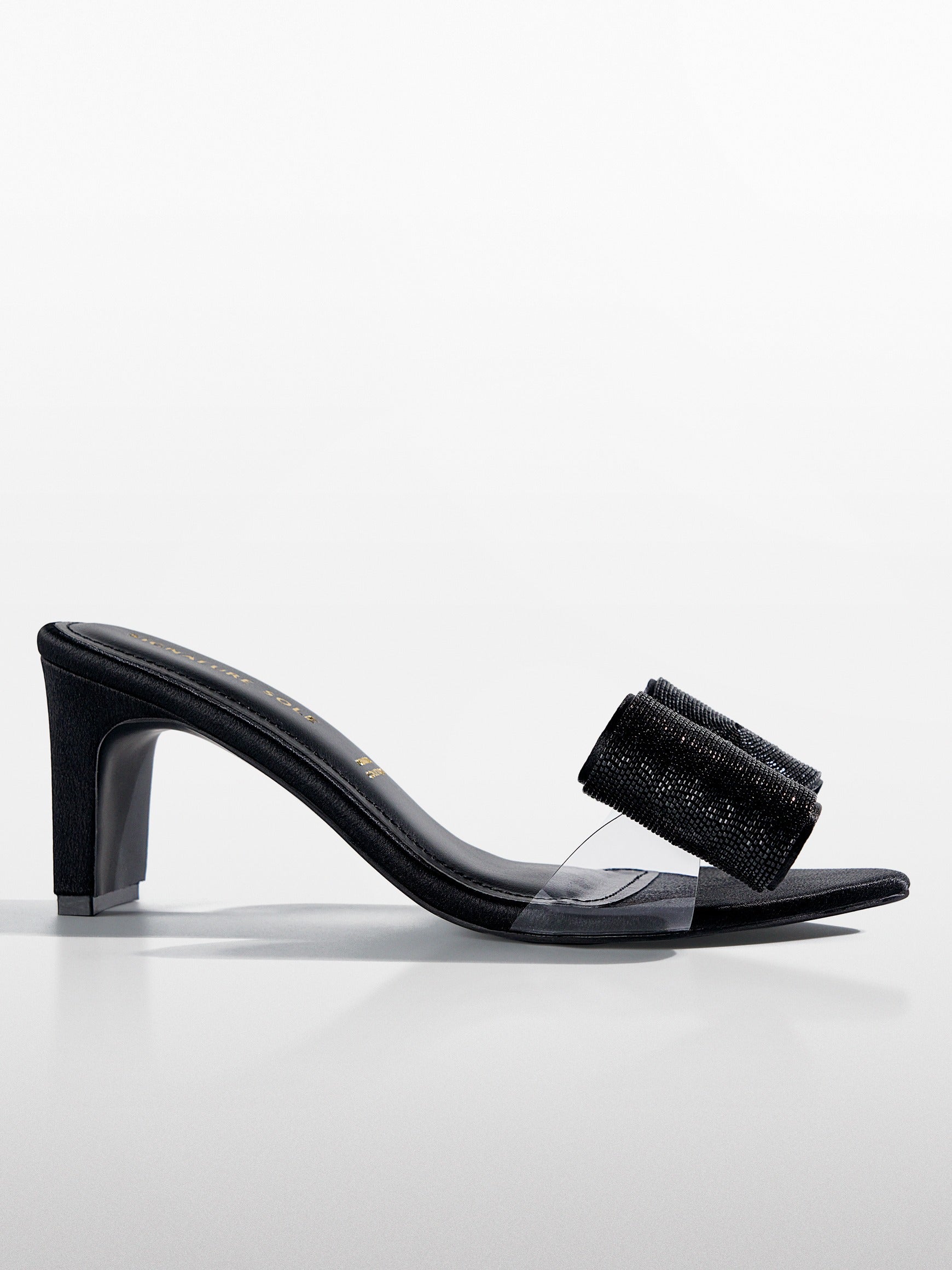 Black Suede Cross Strap Block Heel Mule