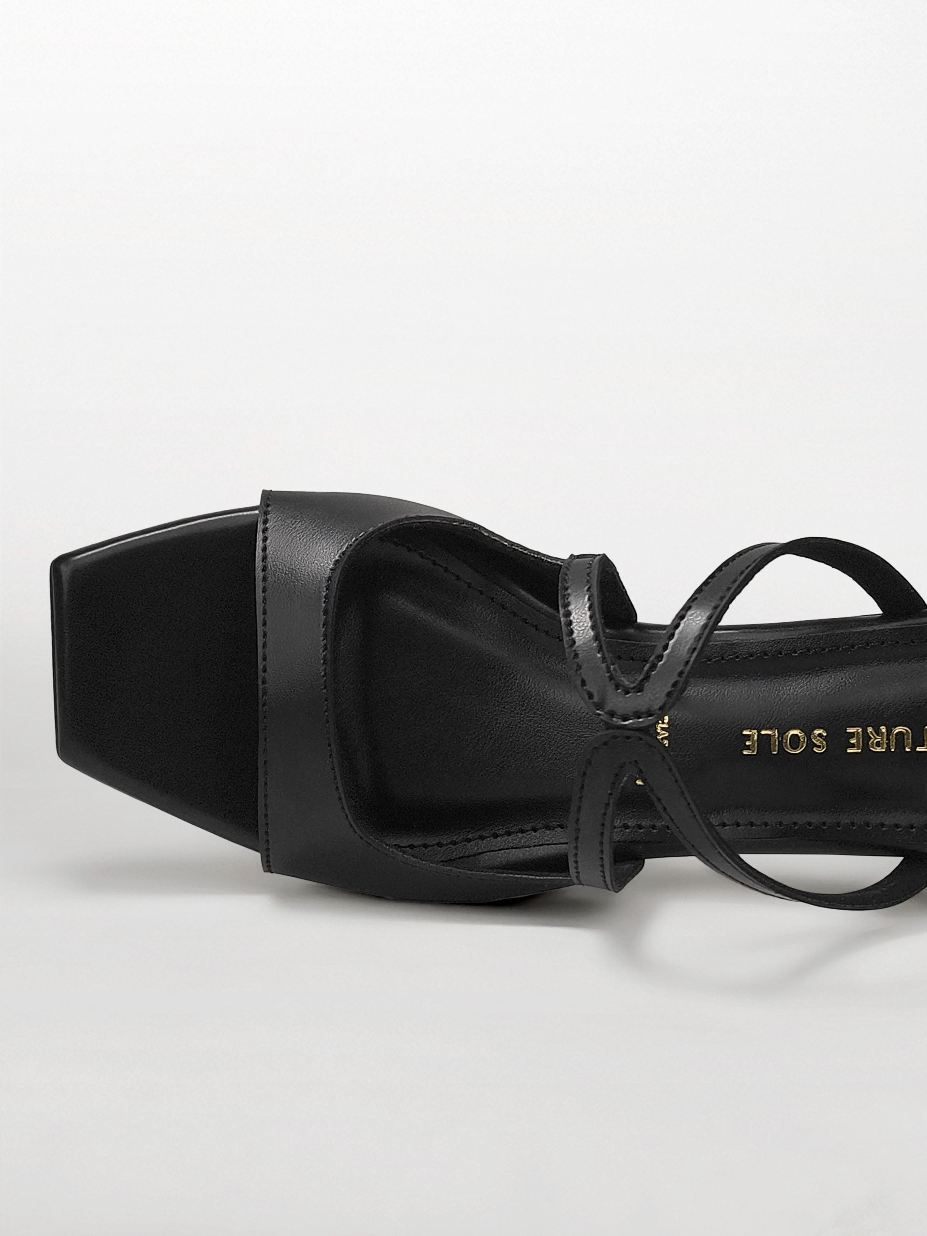 Black Arch Strap wedge Block Heel