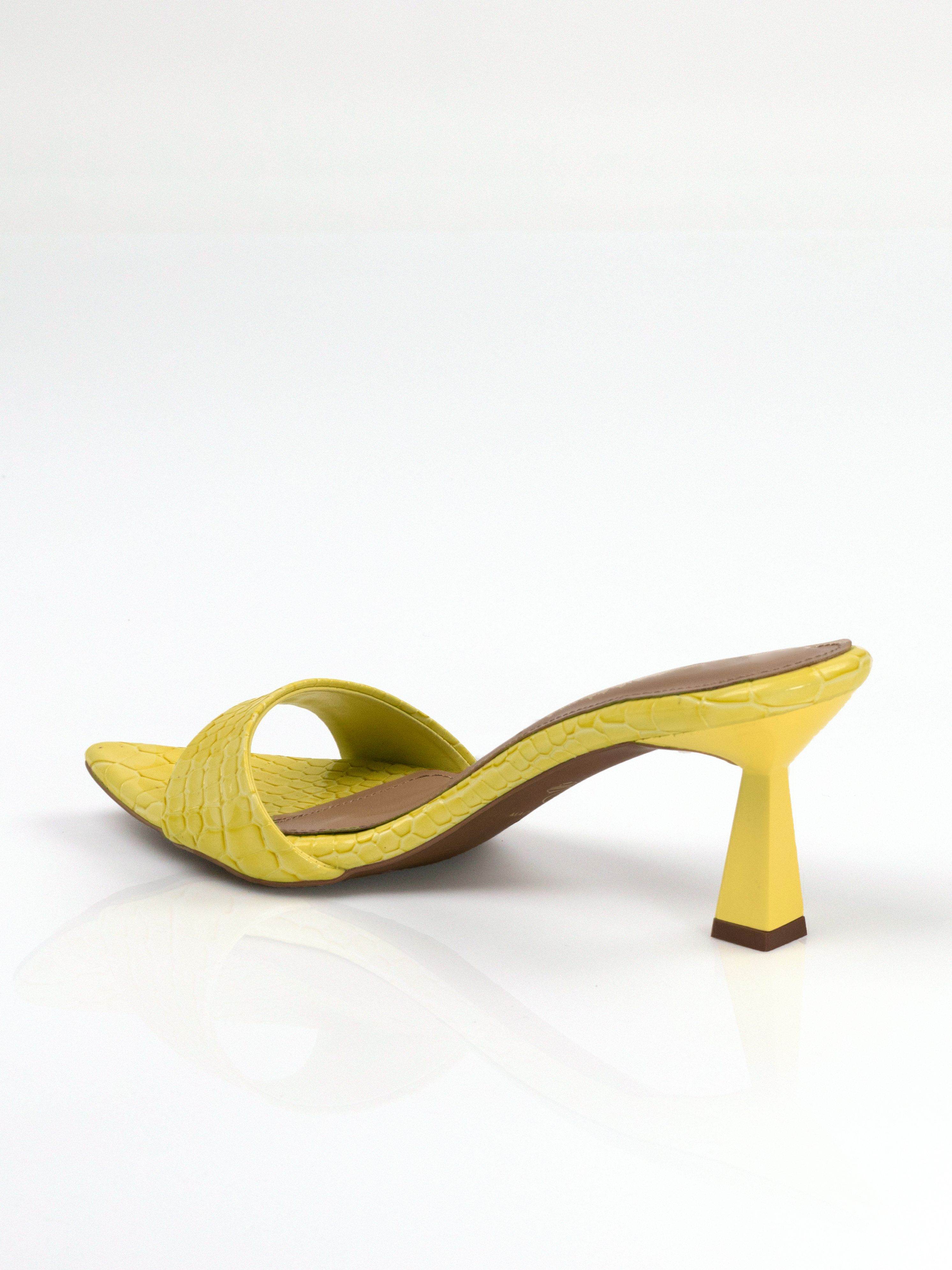 Yellow Croc Sculptural Heel Mule