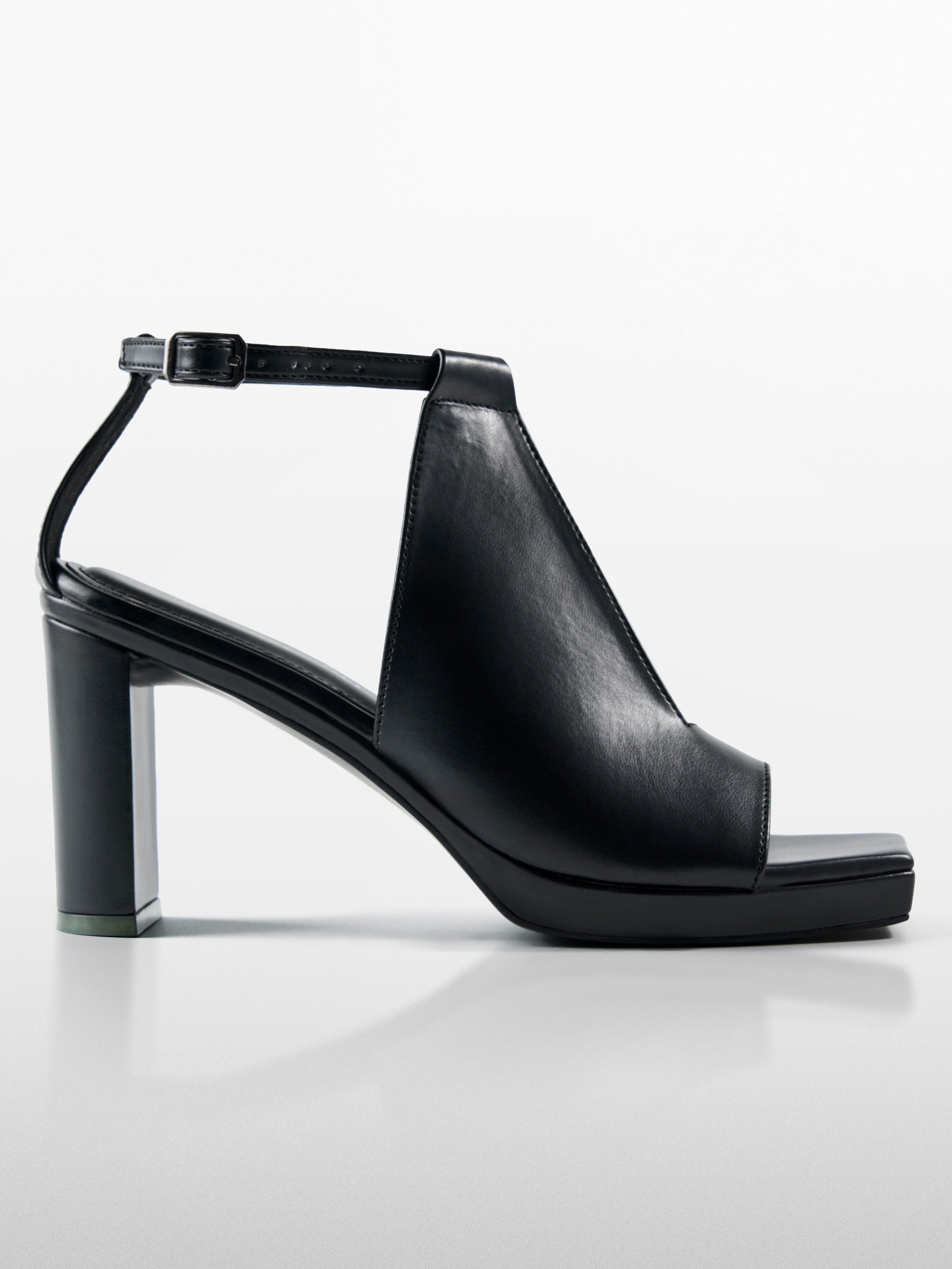 Black wedge Block Heel Sandal