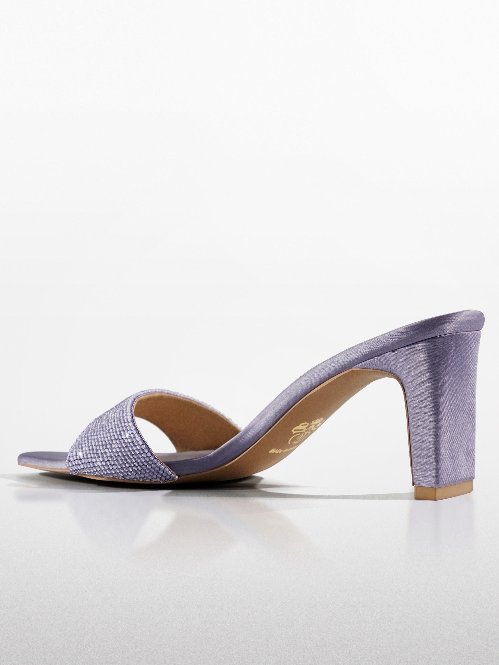 Lavender Crystal Embellished Kitten Heel