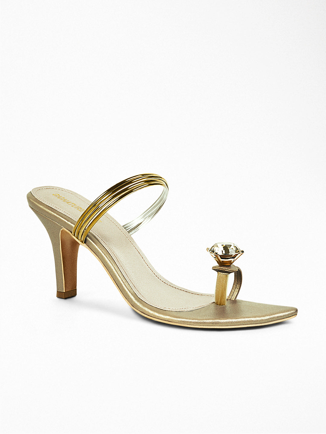 Gold Diamond Gem Heel Sandal