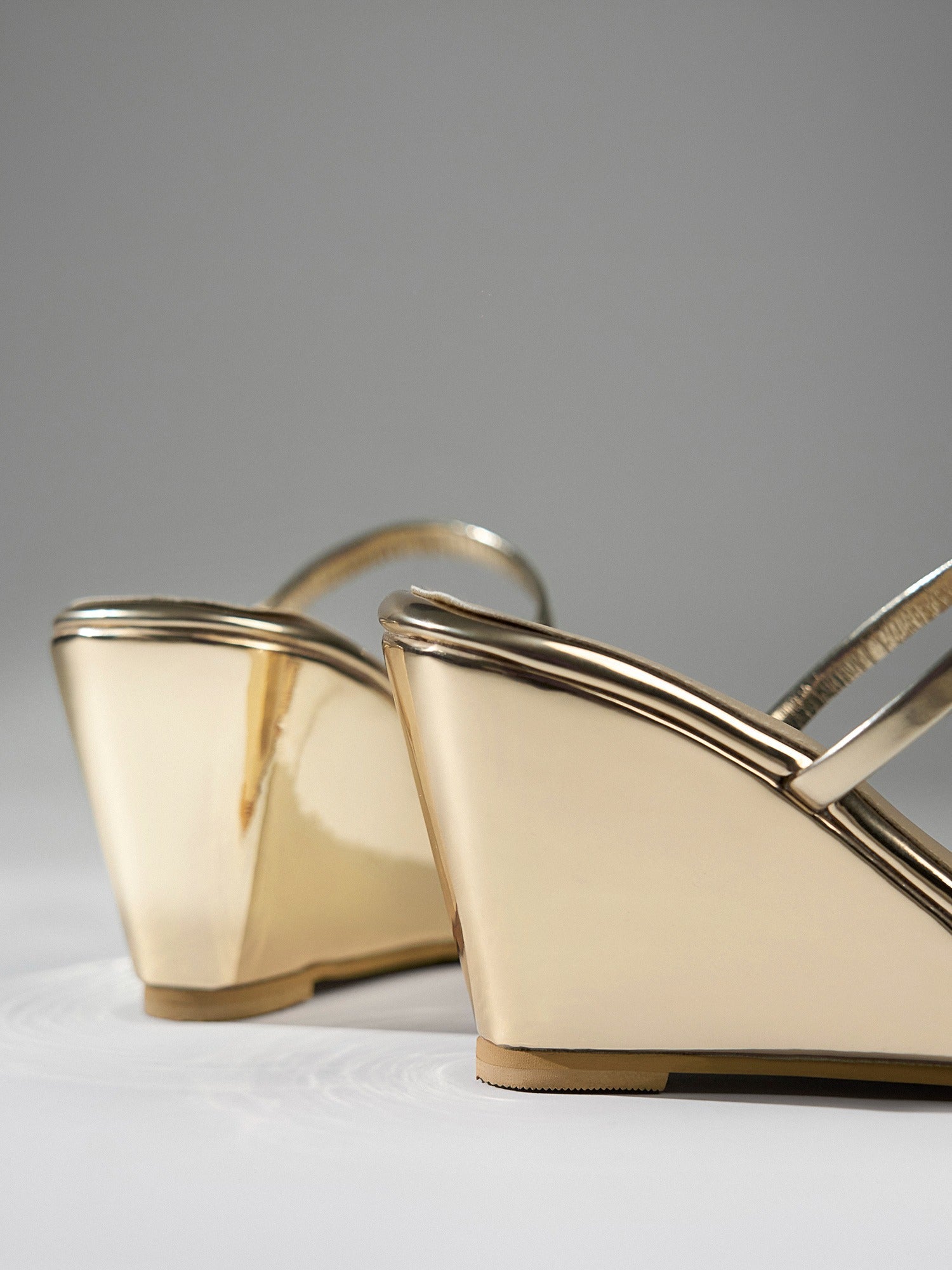 Gold Metallic Wedge Heel Mule