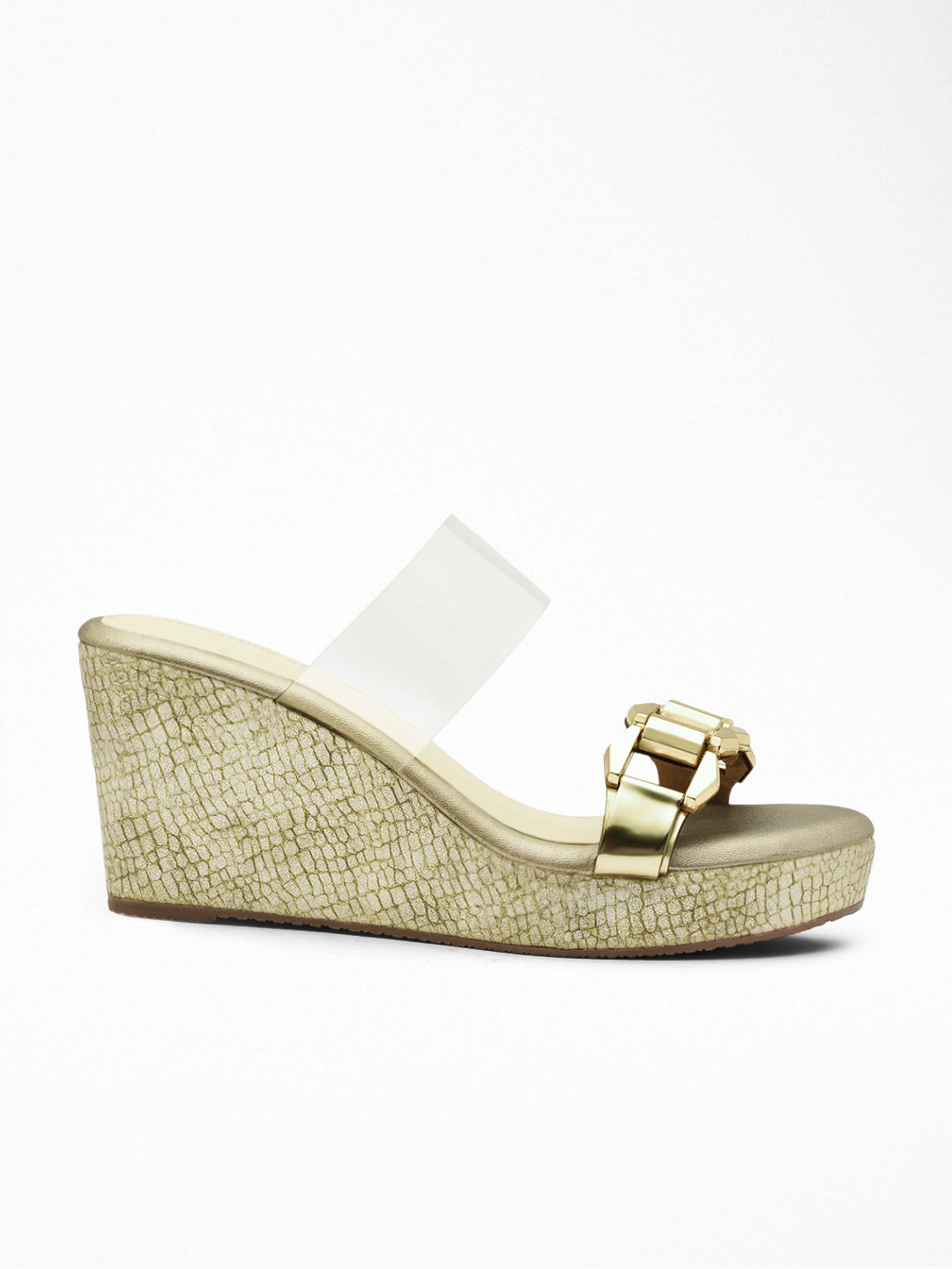 Gold wedge Wedge Mule