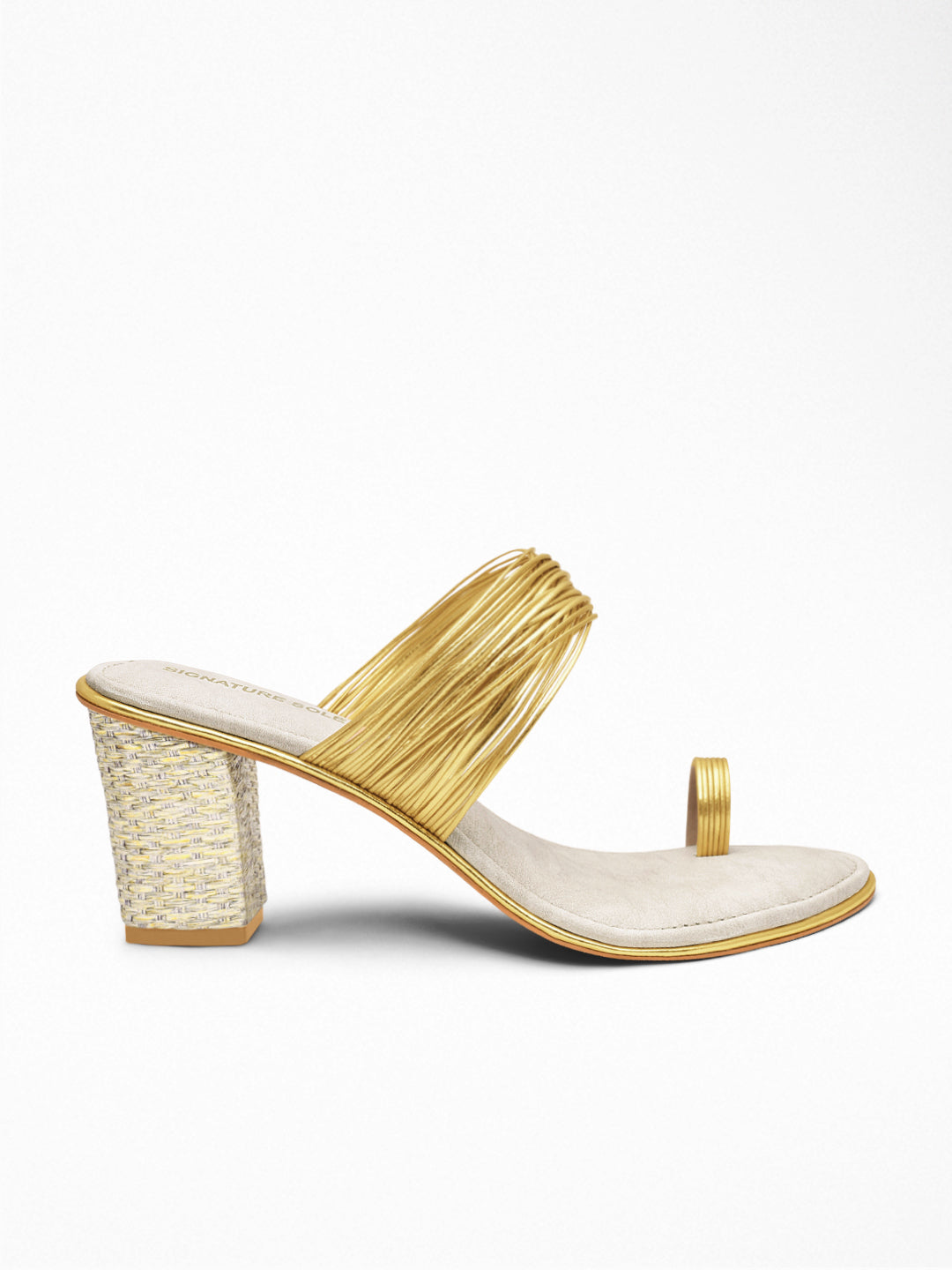 Off-White gold Block Heel Sandal