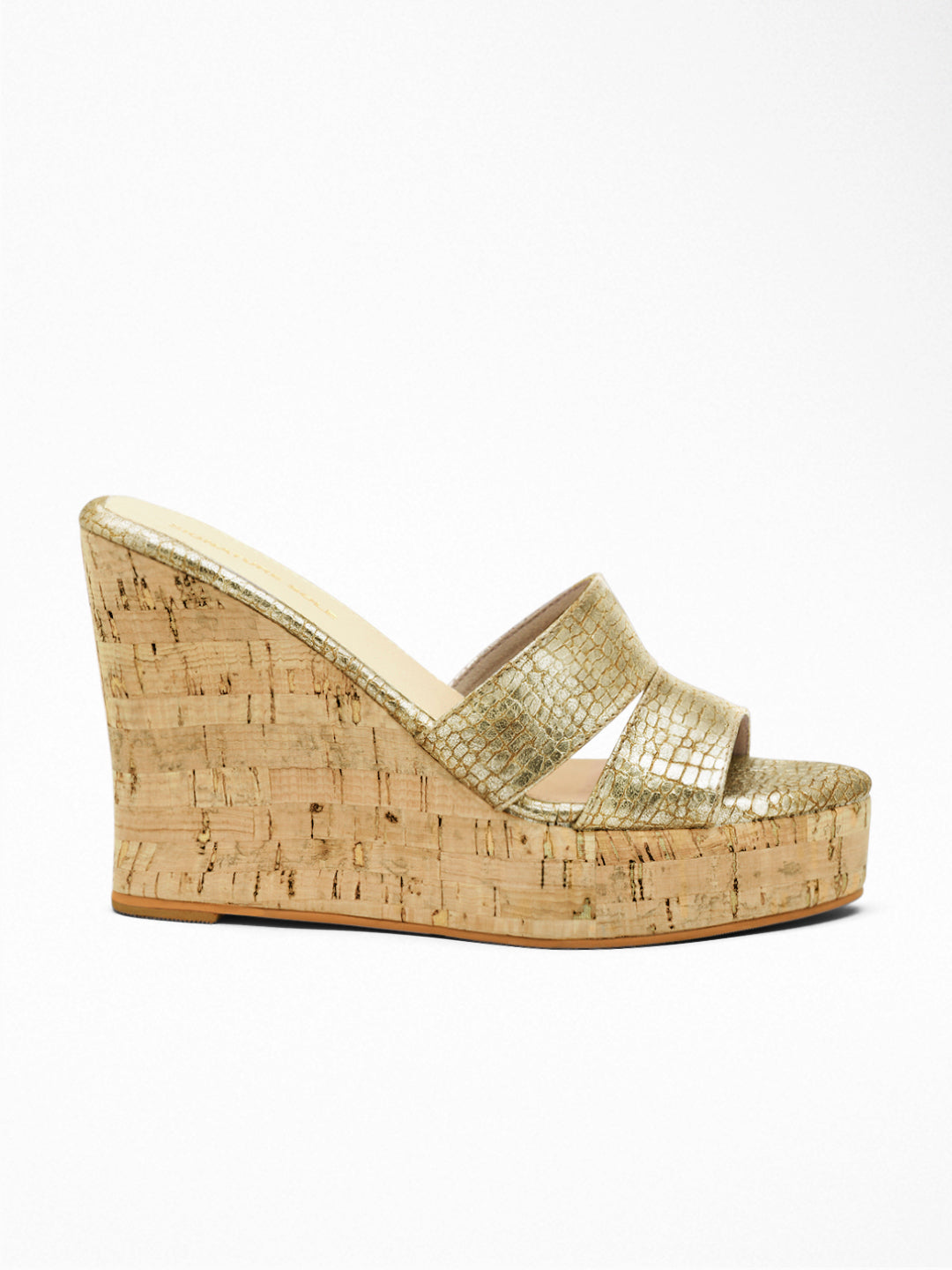 Gold Croc Cork wedge Wedge