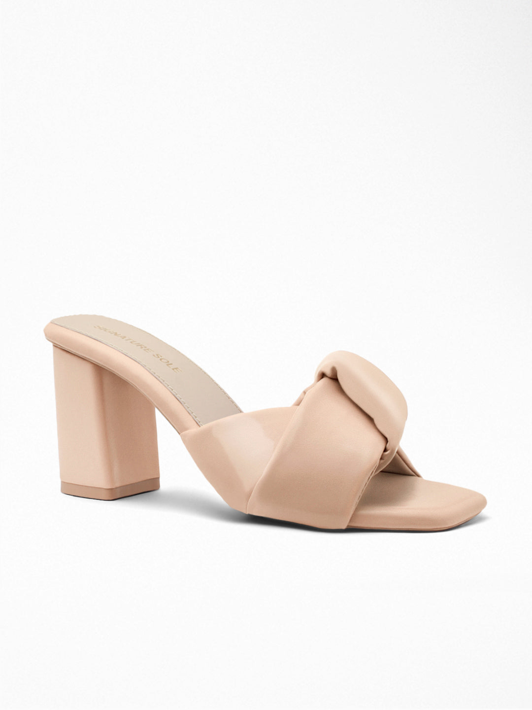 Nude Knot Block Heel Mule