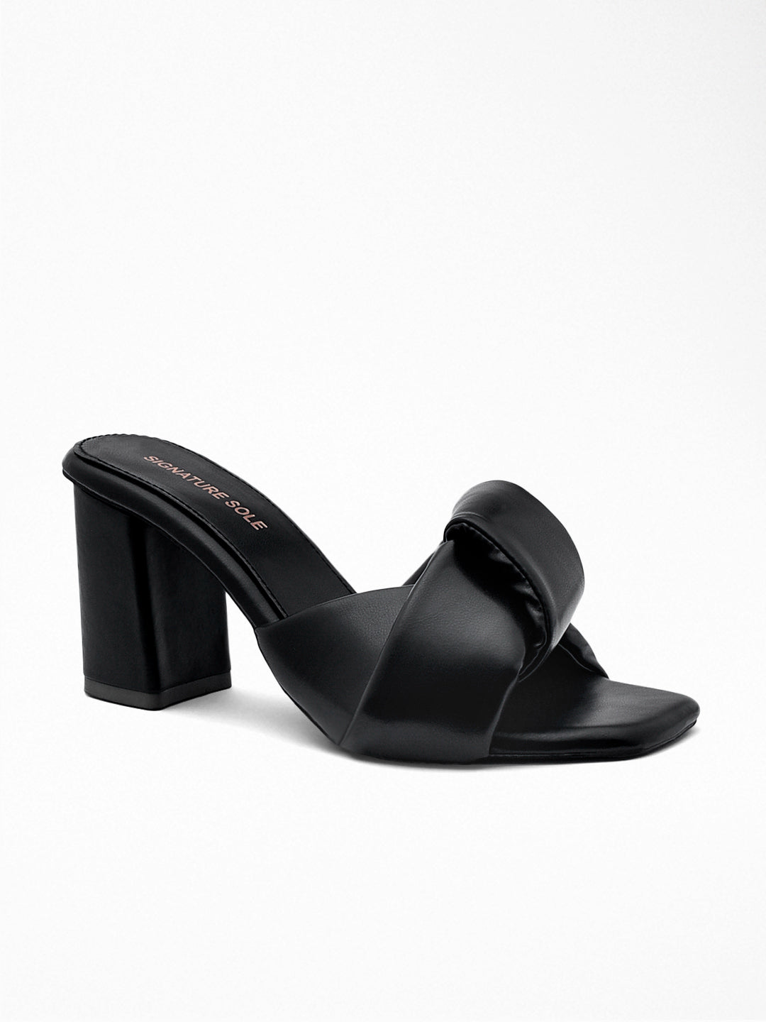 Black Knot Block Heel Mule
