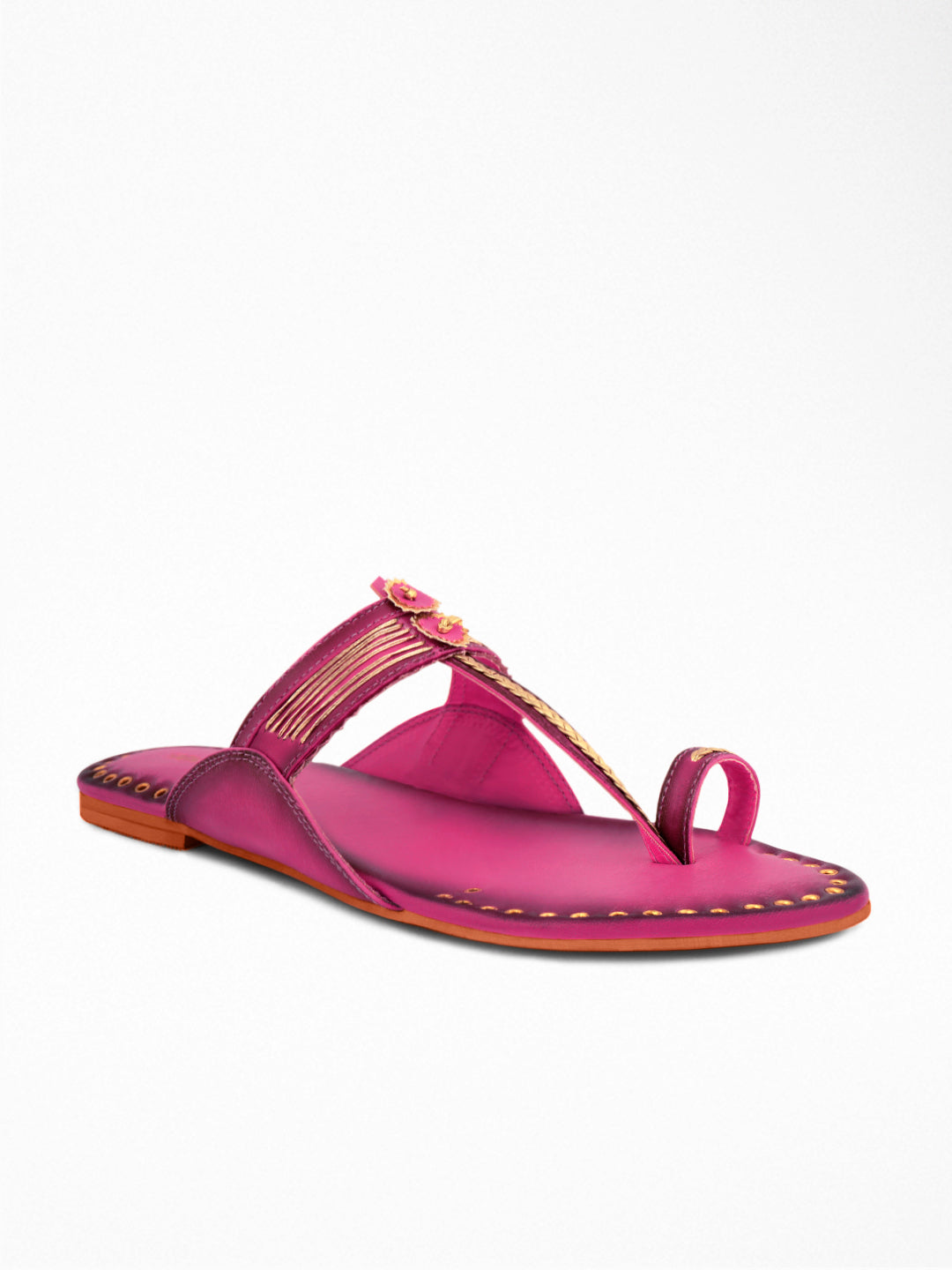 Pink Gold Ethnic Flat Sandal