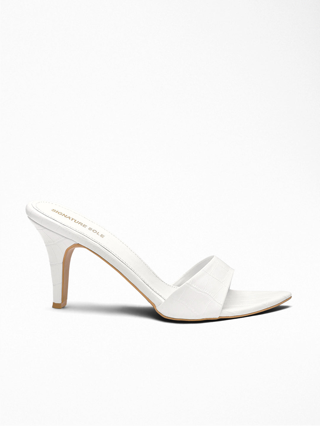 White Croc heels Mule
