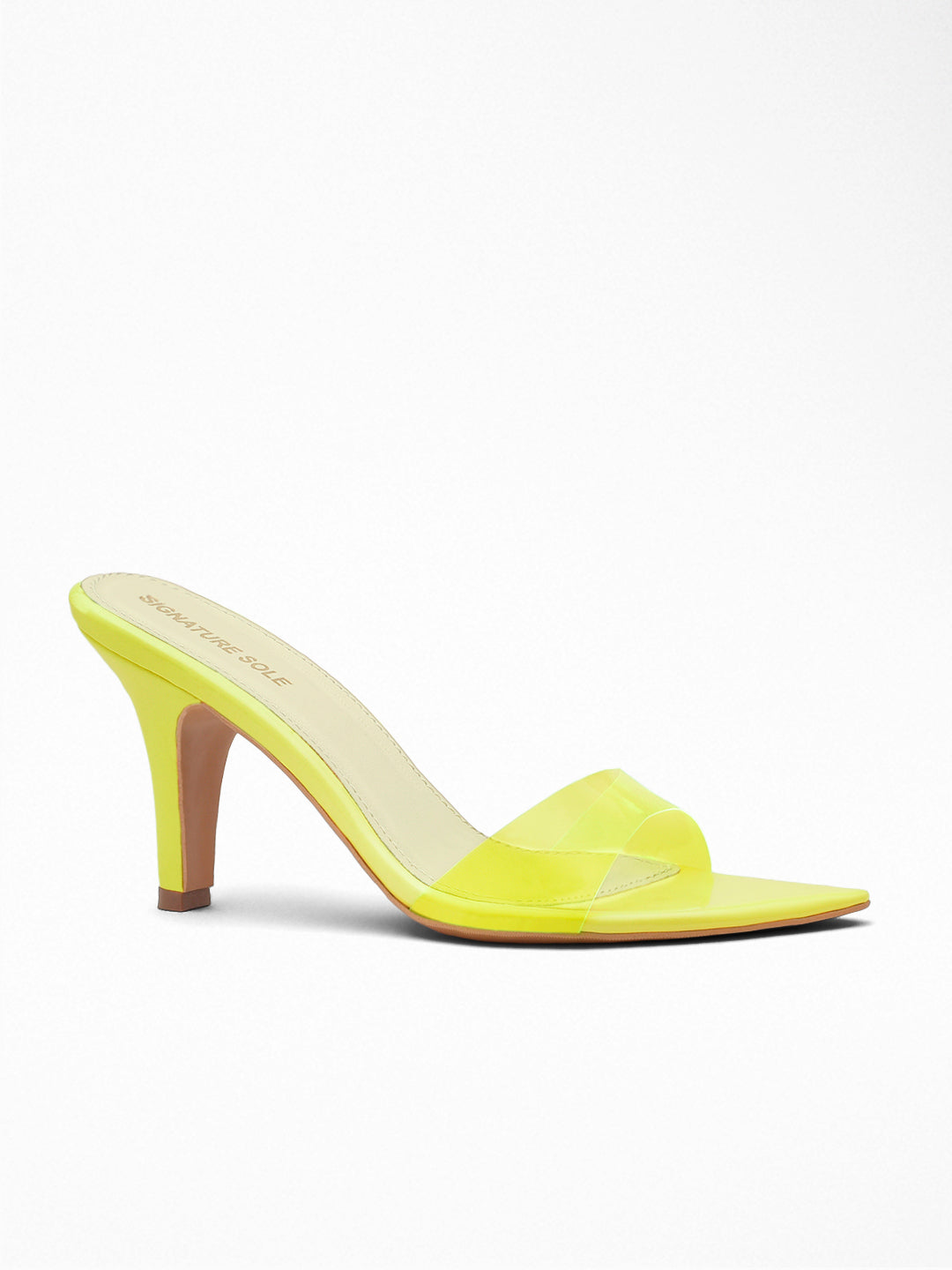 Neon Yellow transparent heels Mule