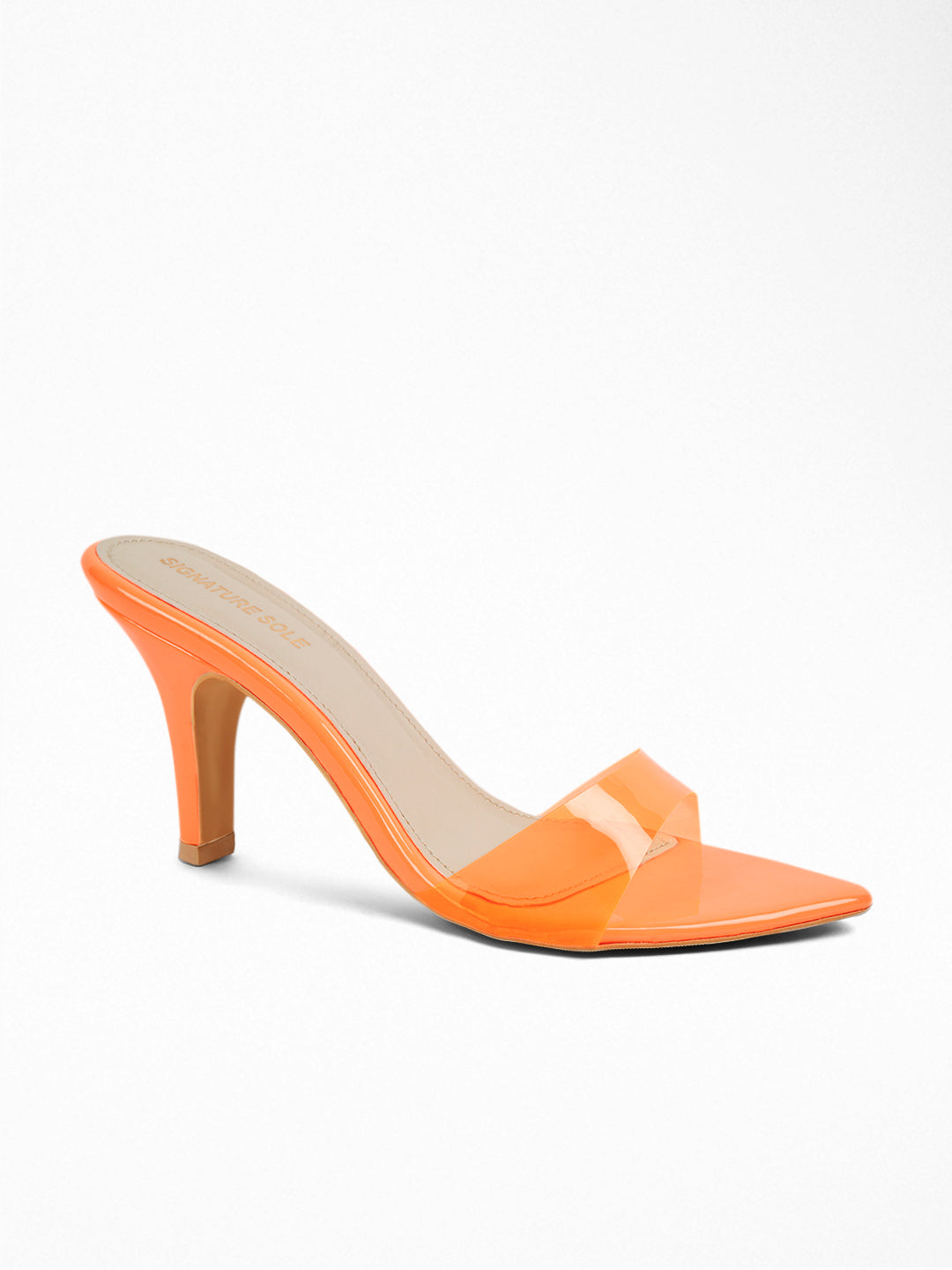 Orange transparent heels Mule