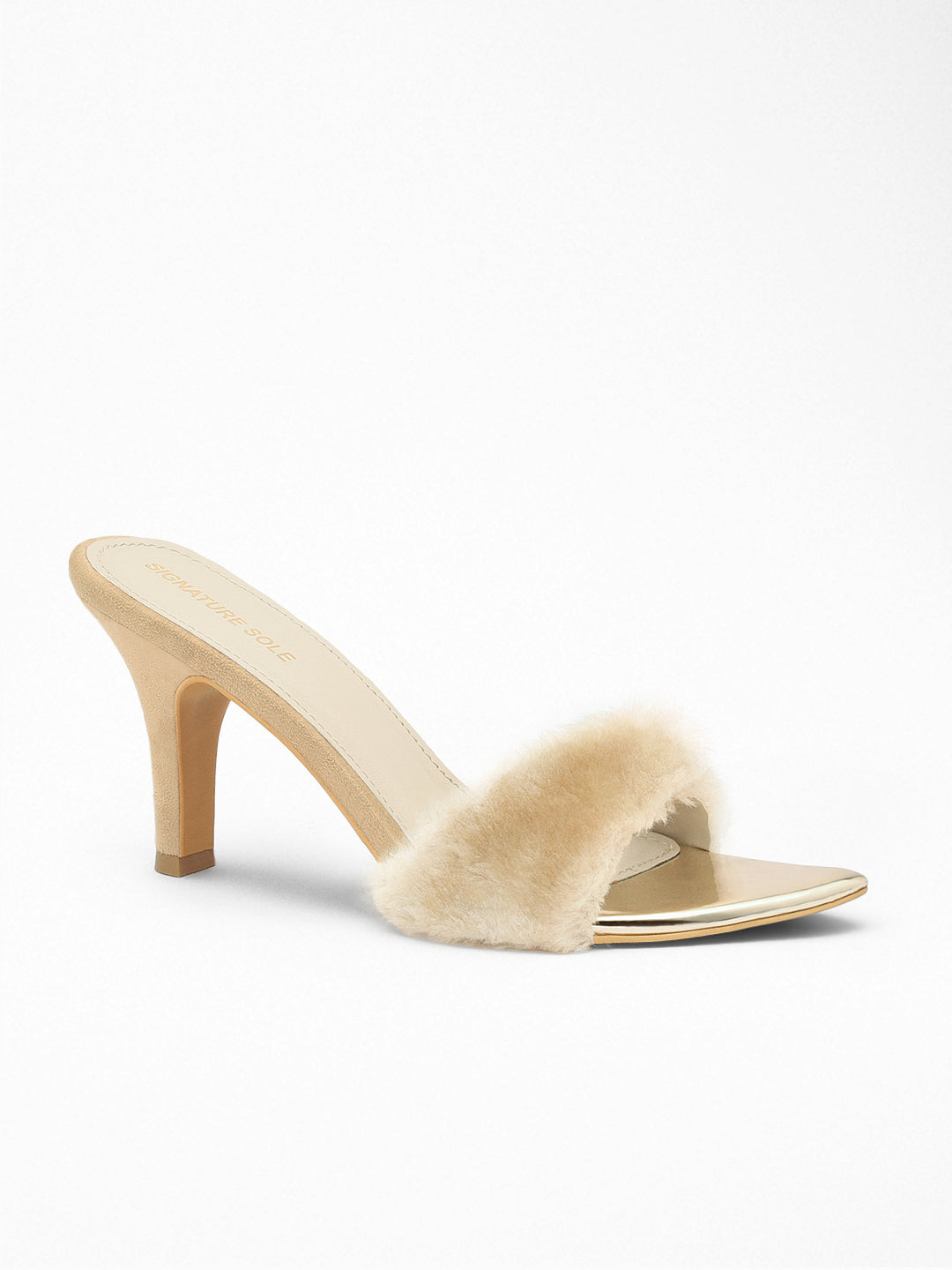 Nude Faux Fur heels Mule