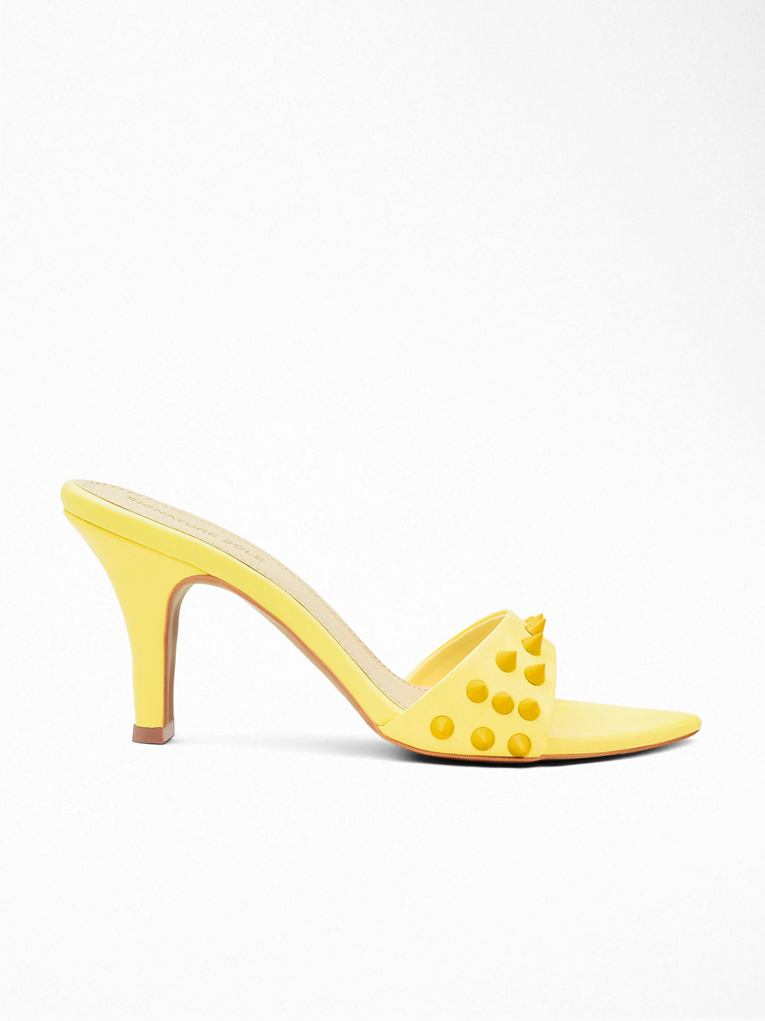 Yellow Spike Stud heels Mule