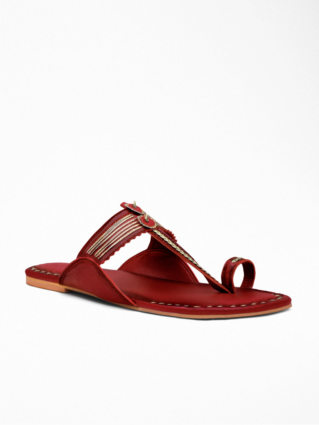 Red Gold Ethnic Flat Sandal