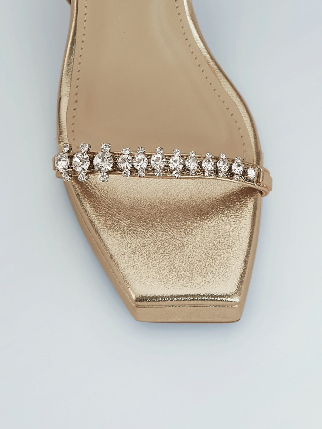 Gold Strappy Block Heel Ankle Sandal