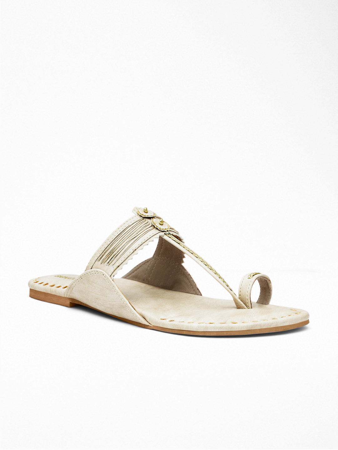 Off-White Gold Ethnic Flat Sandal
