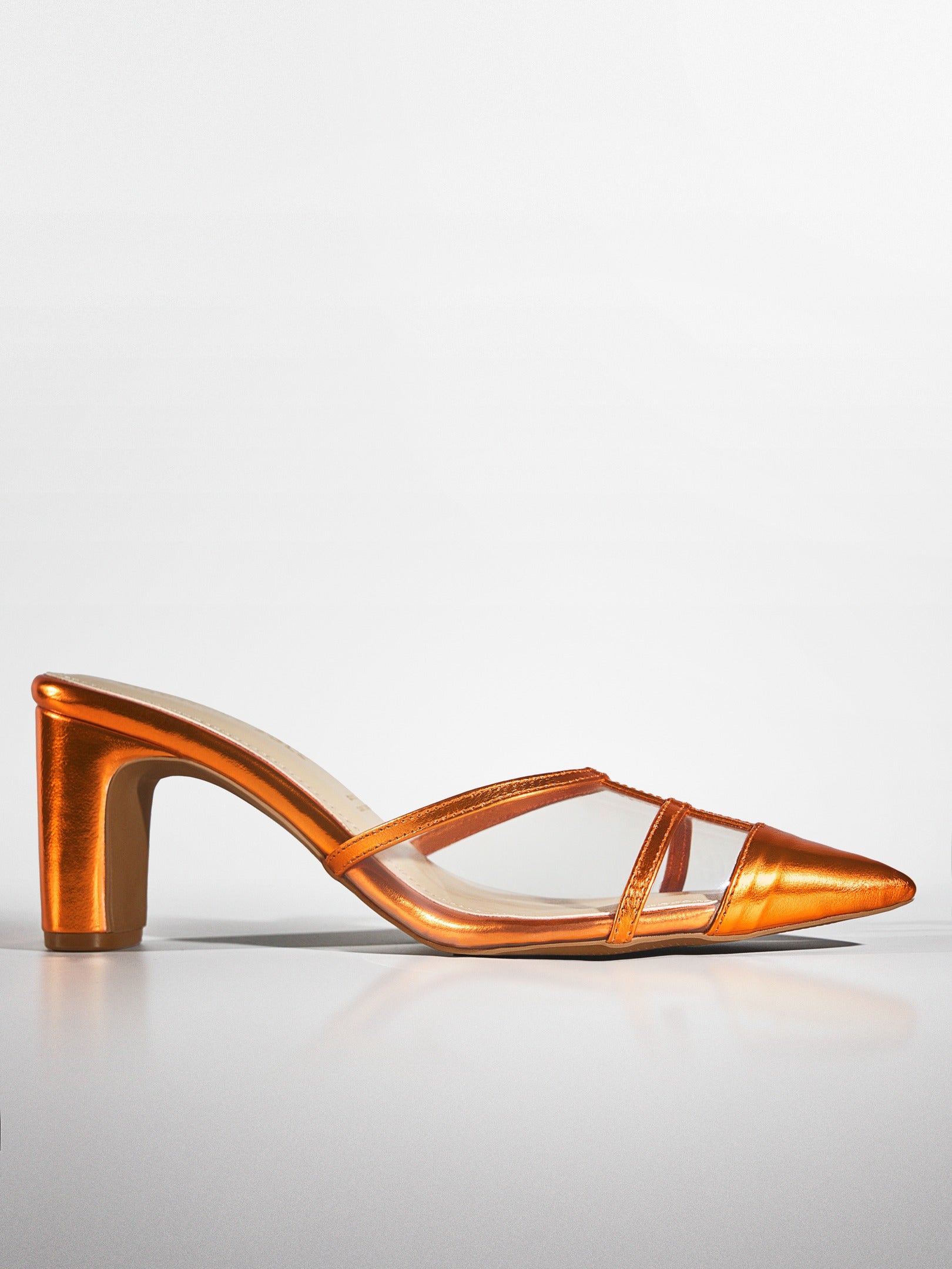 Orange Cage transparent Slingback Heel
